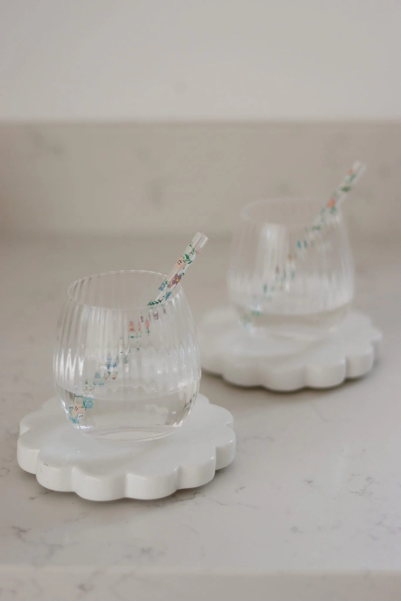 Set of 2 Glass Tumblers - Round/Ribbed - Image 3