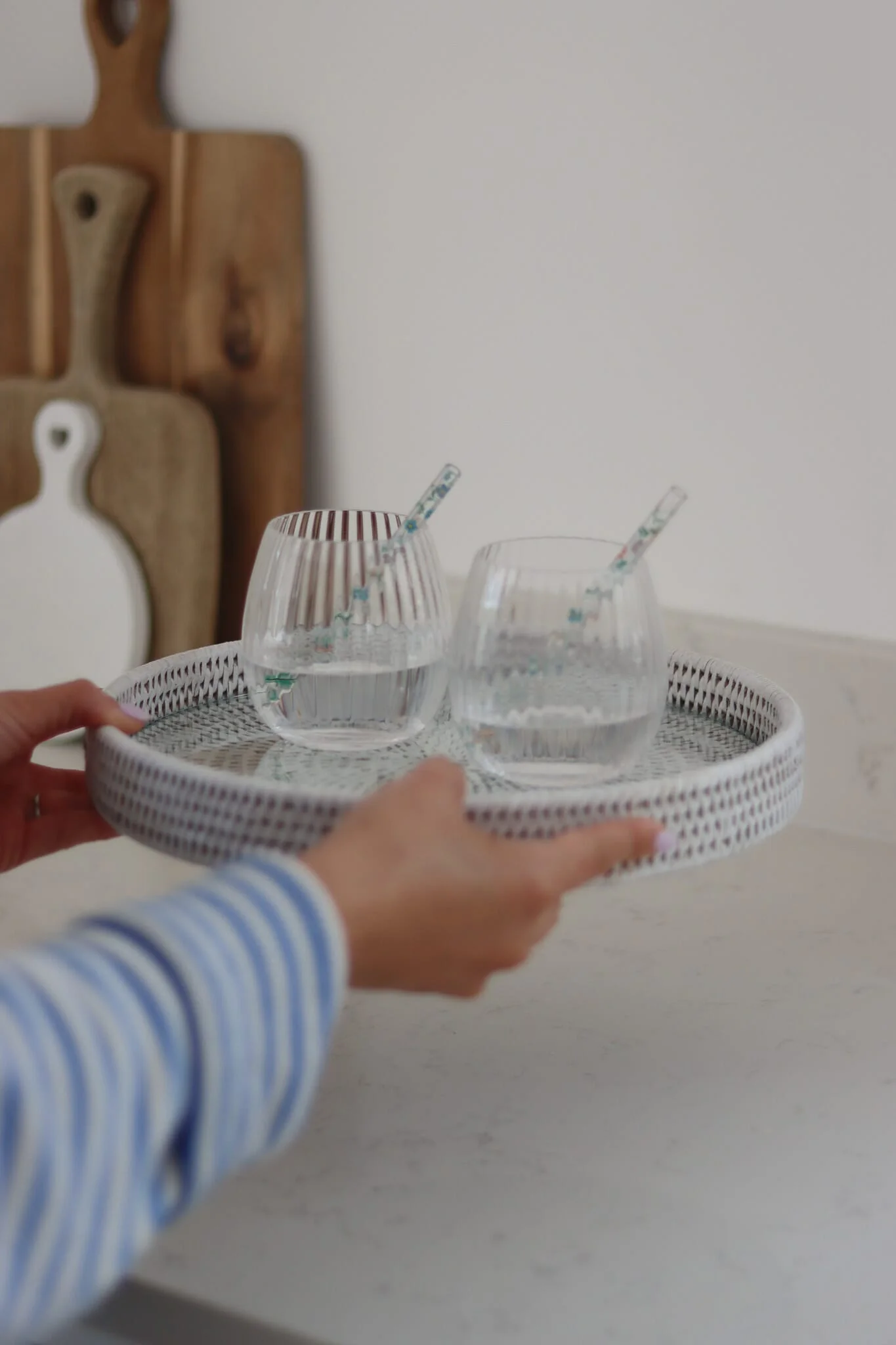 Set of 2 Glass Tumblers - Round/Ribbed - Image 4