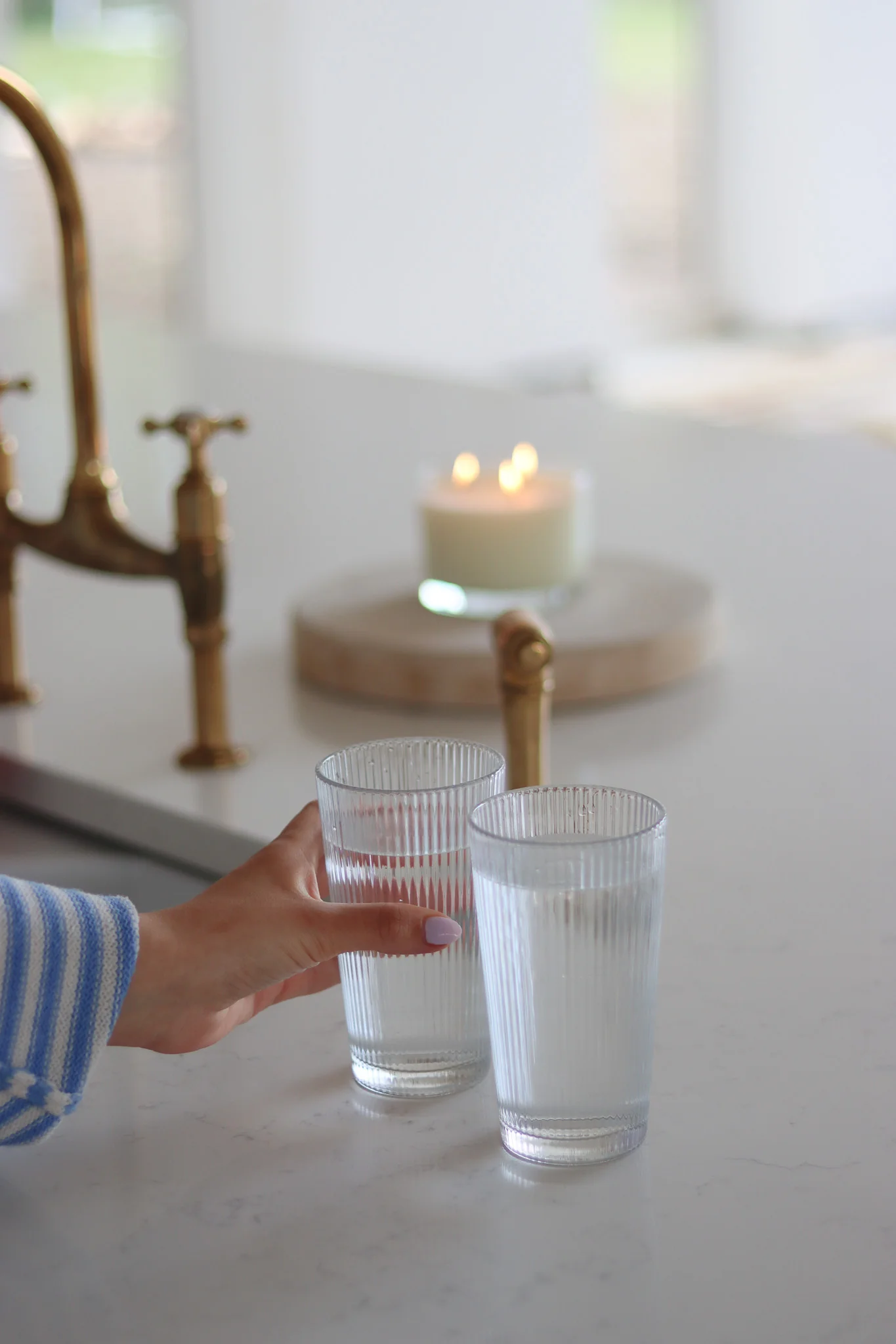 Set of 2 Glass Tumblers - Tall/Ribbed