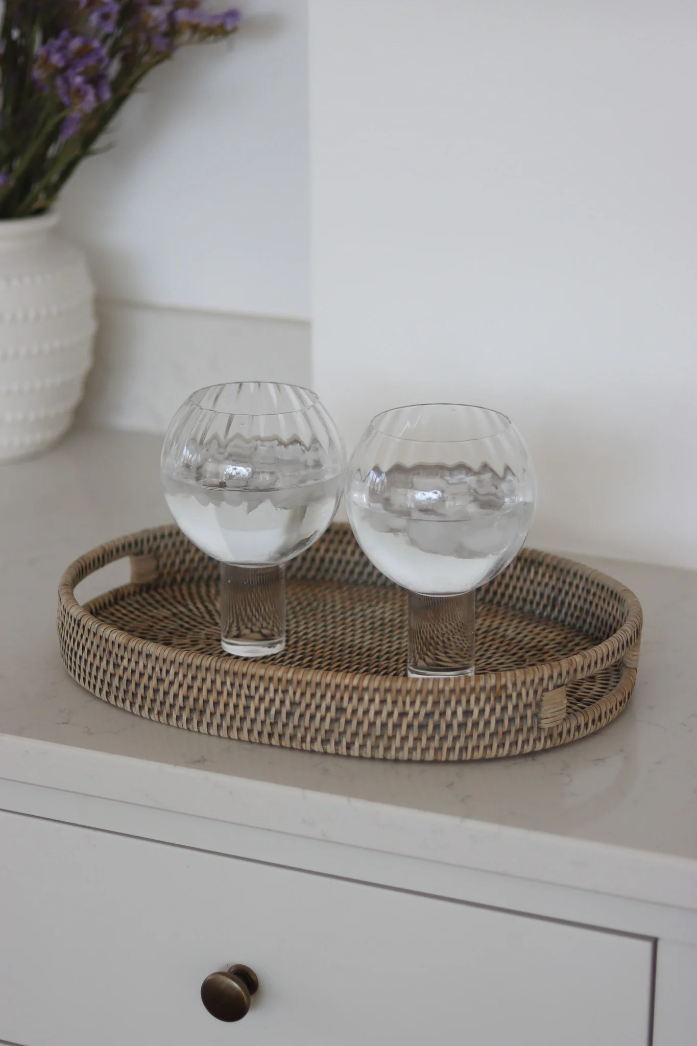 Set of 2 Round Gin Glasses - Ribbed - Image 2
