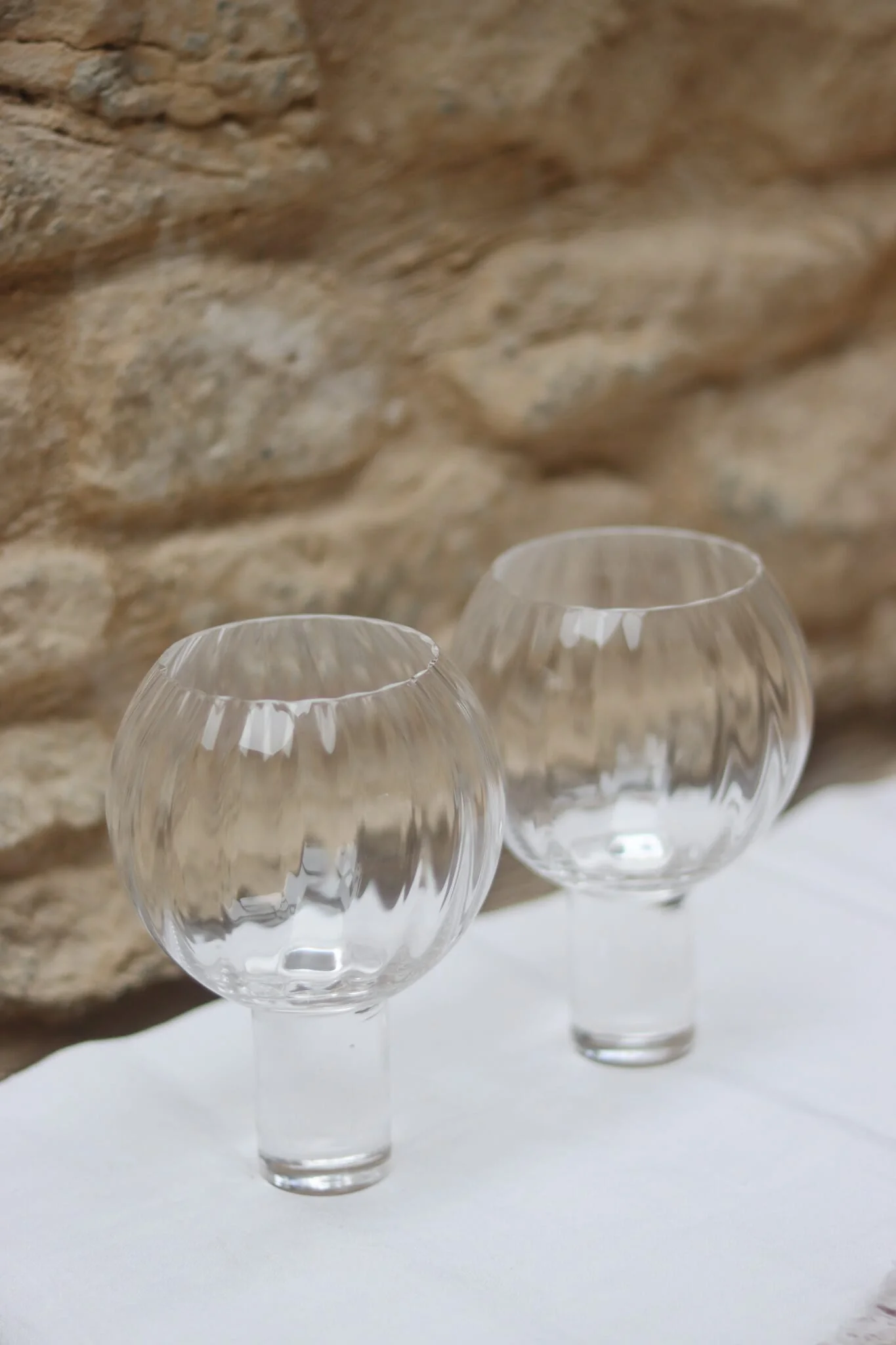 Set of 2 Round Gin Glasses - Ribbed - Image 4