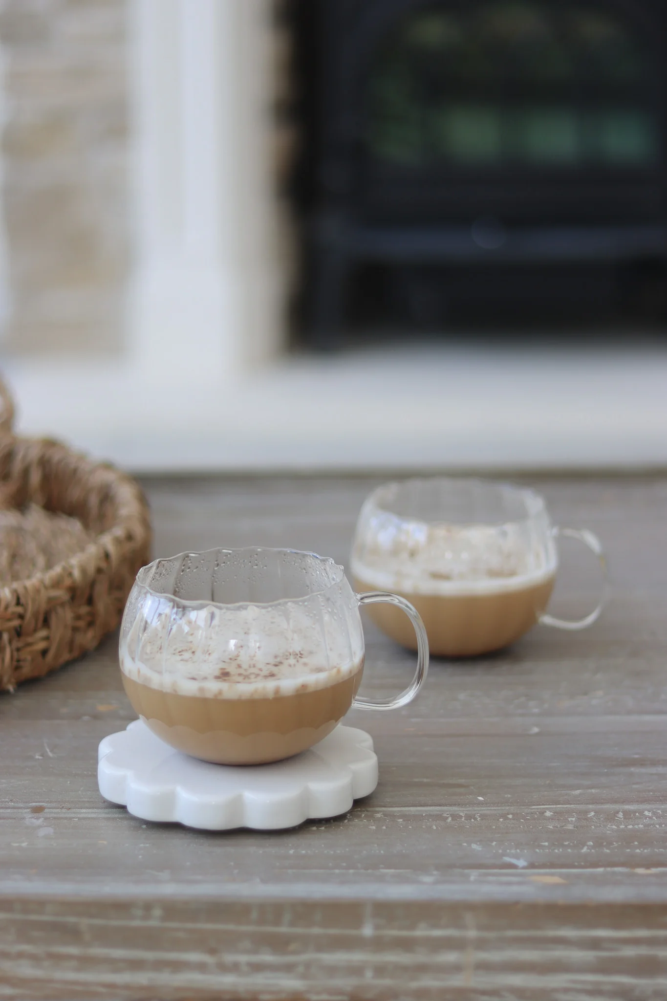 Glass Mugs Set - 2 Piece - Round Rippled