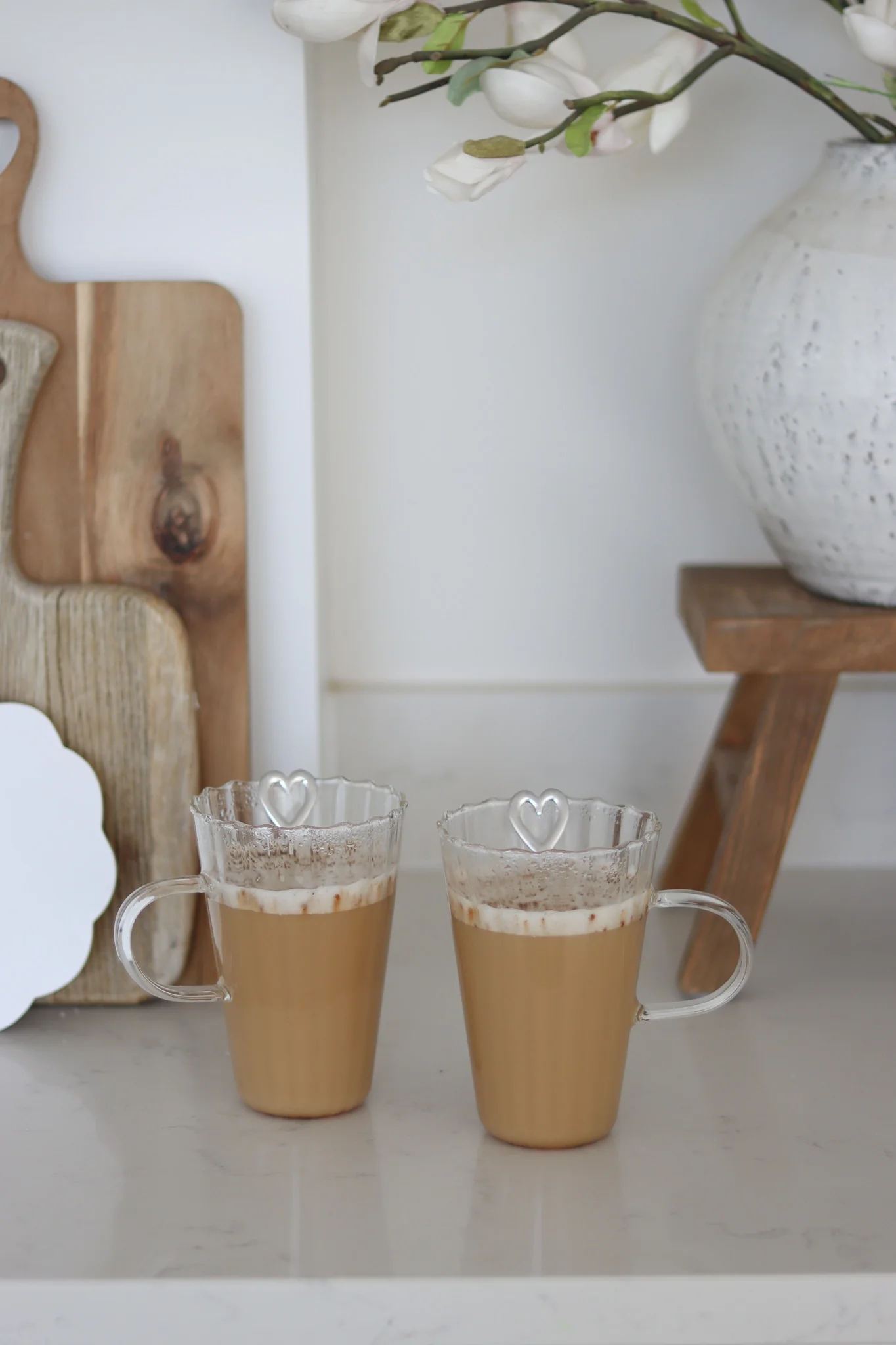 Set of 2 Latte Rippled Glass Mug Set
