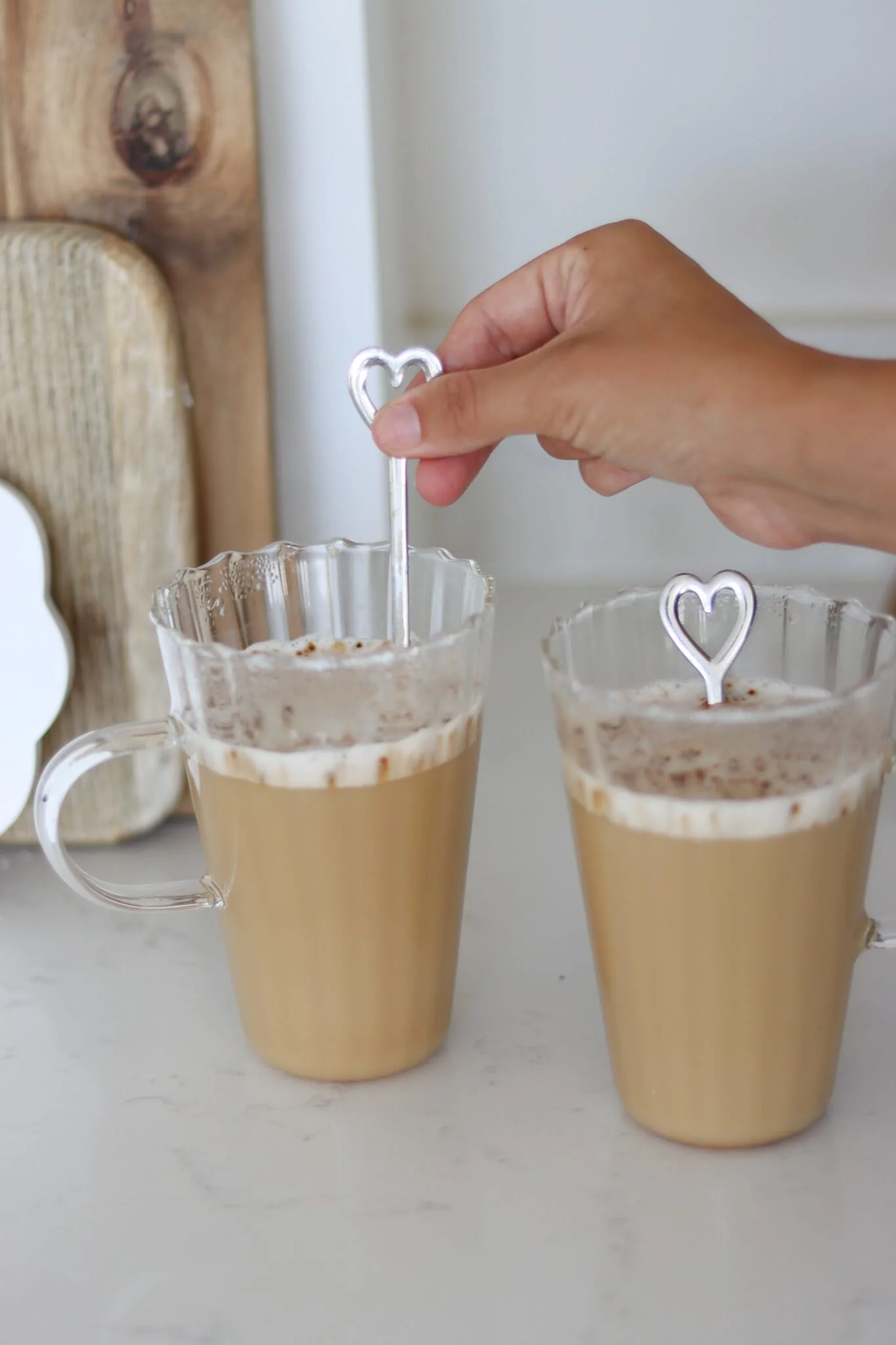 Set of 2 Latte Rippled Glass Mug Set - Image 3