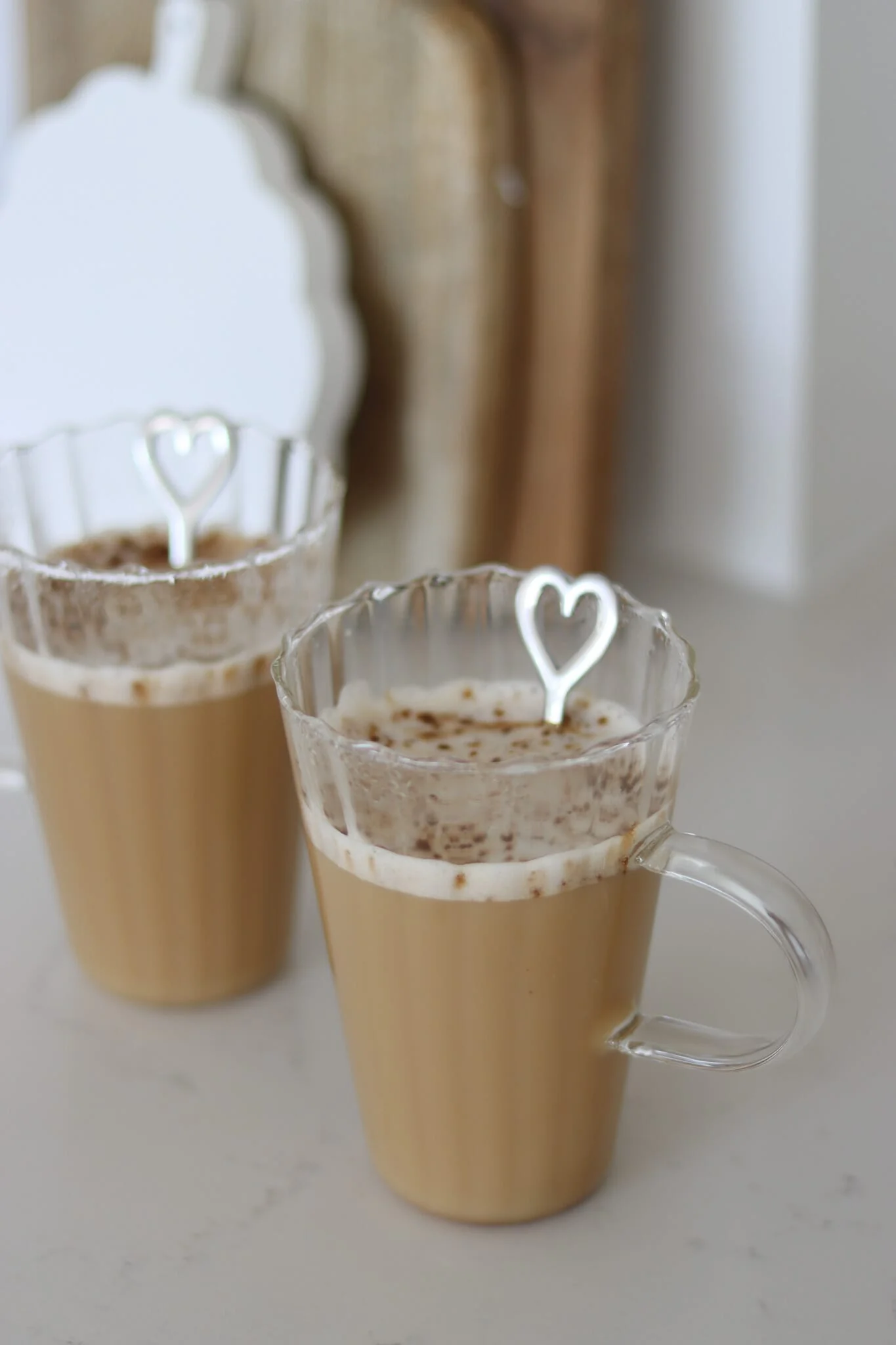 Set of 2 Latte Rippled Glass Mug Set - Image 4