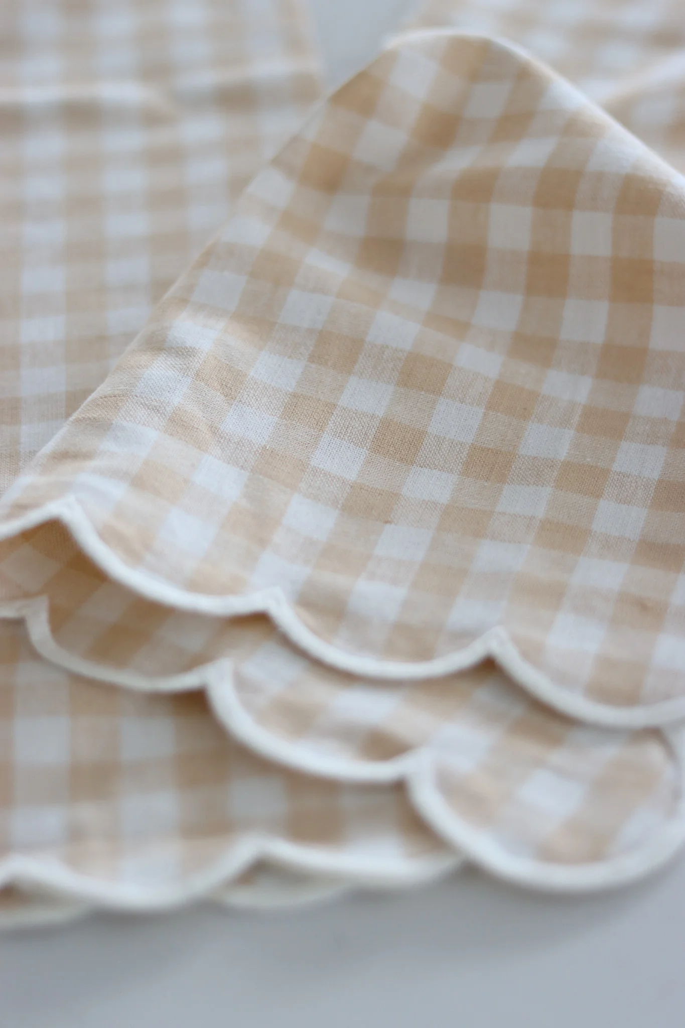 Set of 2 Scalloped Beige Tea Towels - Image 2