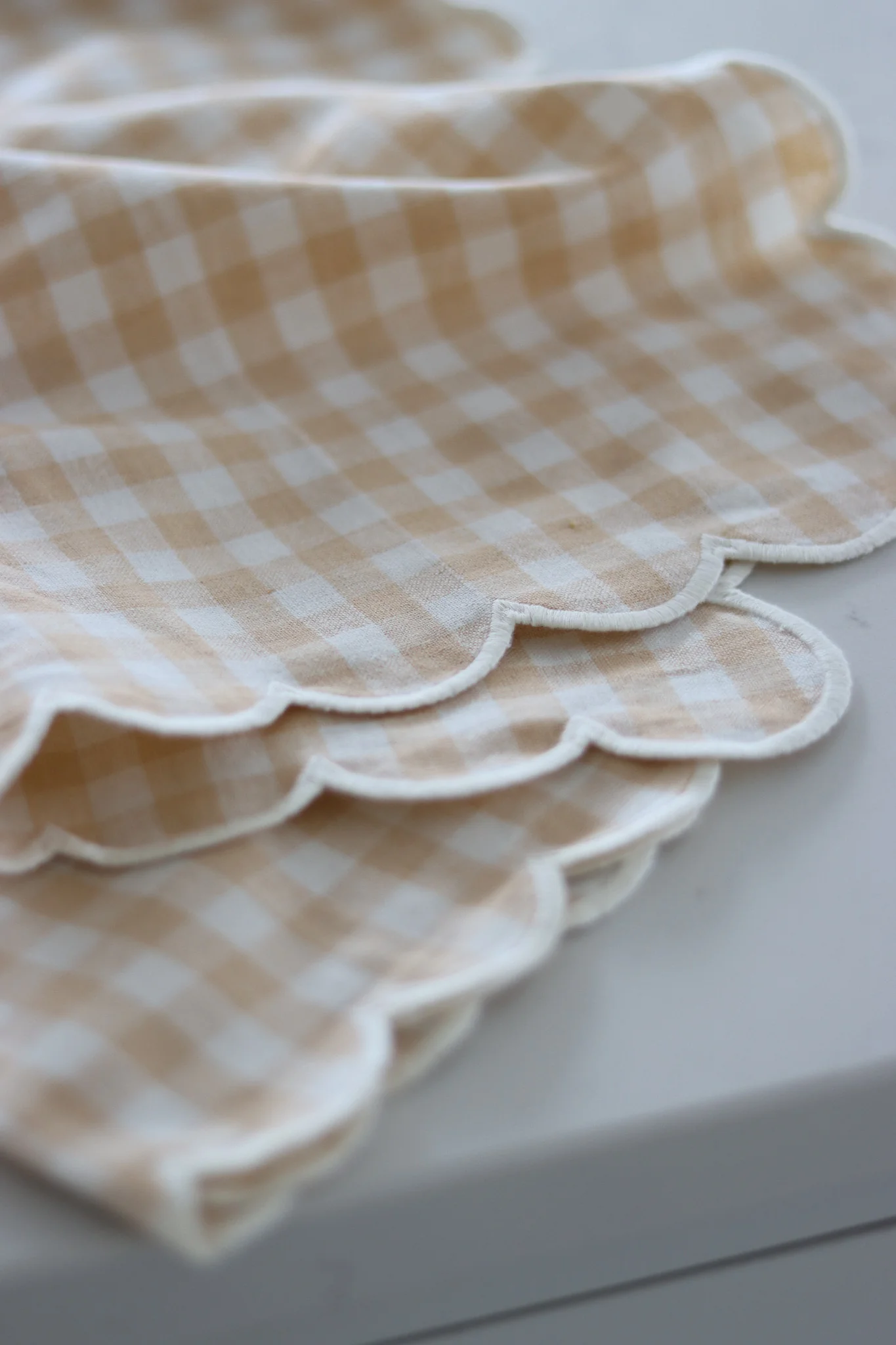 Set of 2 Scalloped Beige Tea Towels - Image 6
