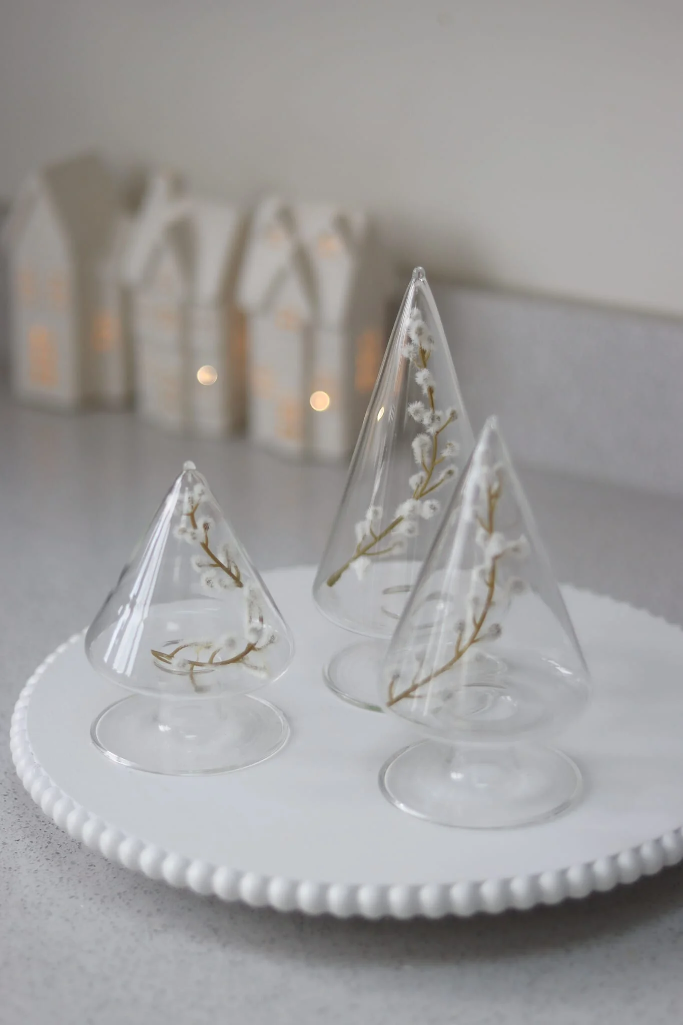 Set Of 3 Glass Christmas Trees