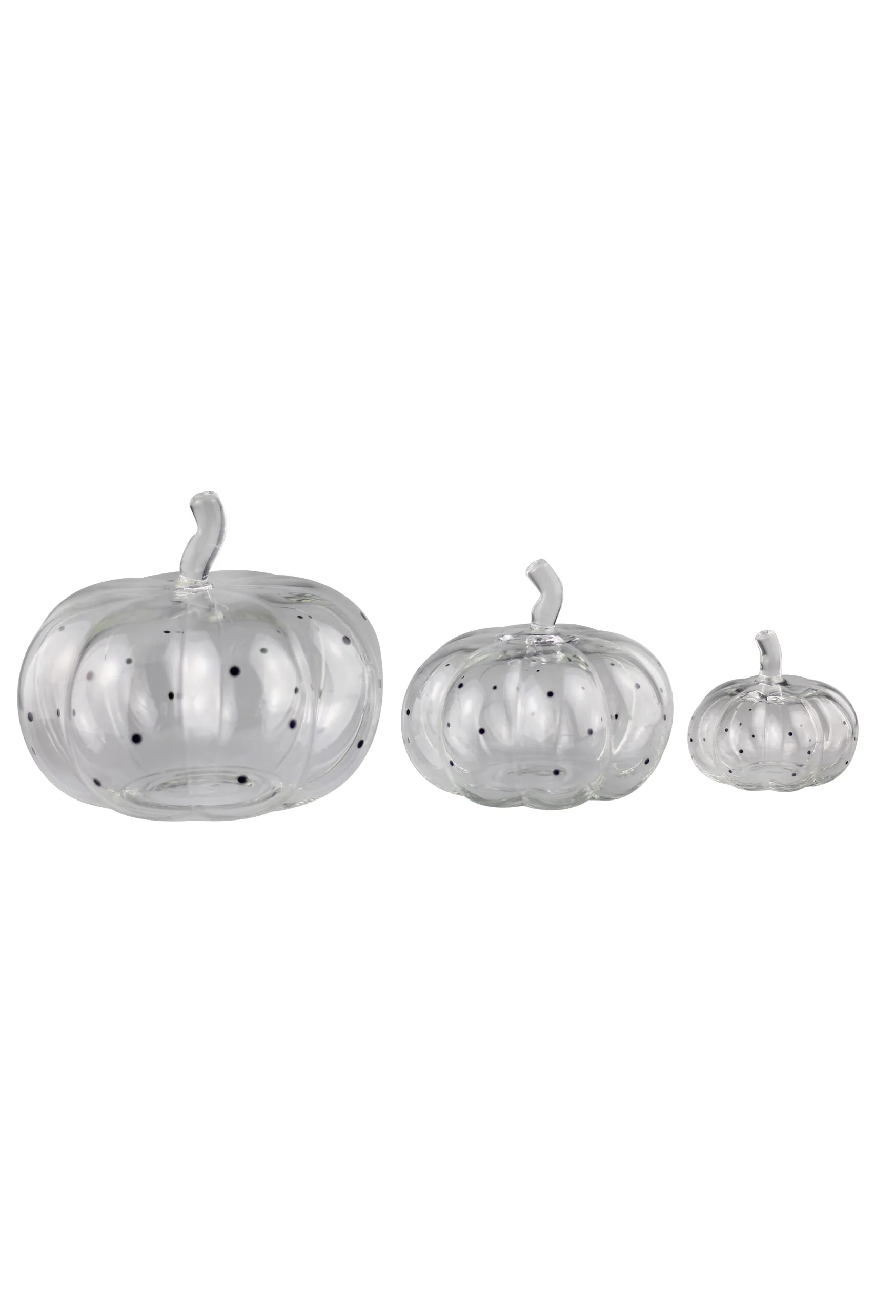 Set Of 3 Glass Pumpkins - Black Polka Dots - Image 2