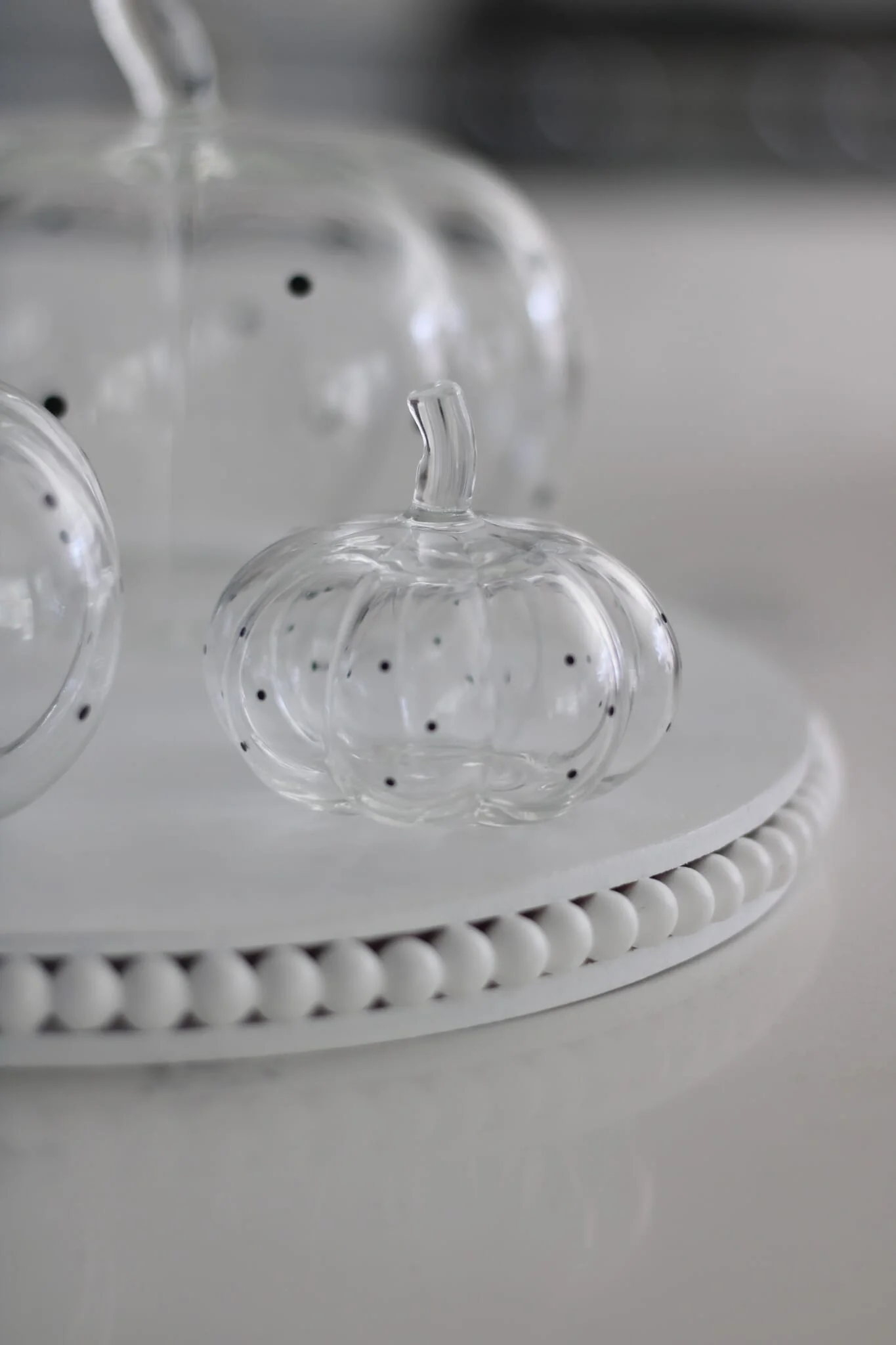 Set Of 3 Glass Pumpkins - Black Polka Dots - Image 3