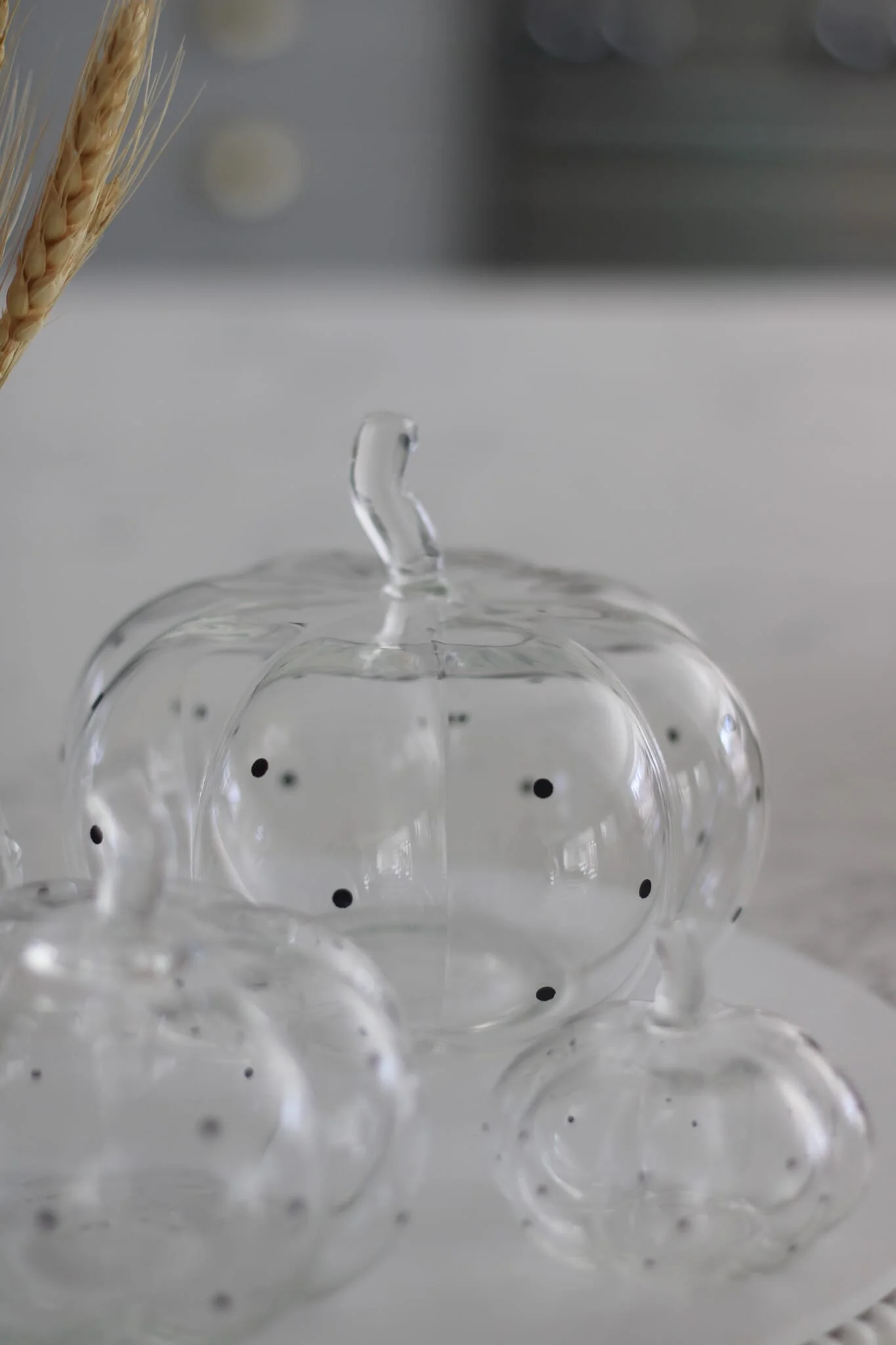 Set Of 3 Glass Pumpkins - Black Polka Dots - Image 7