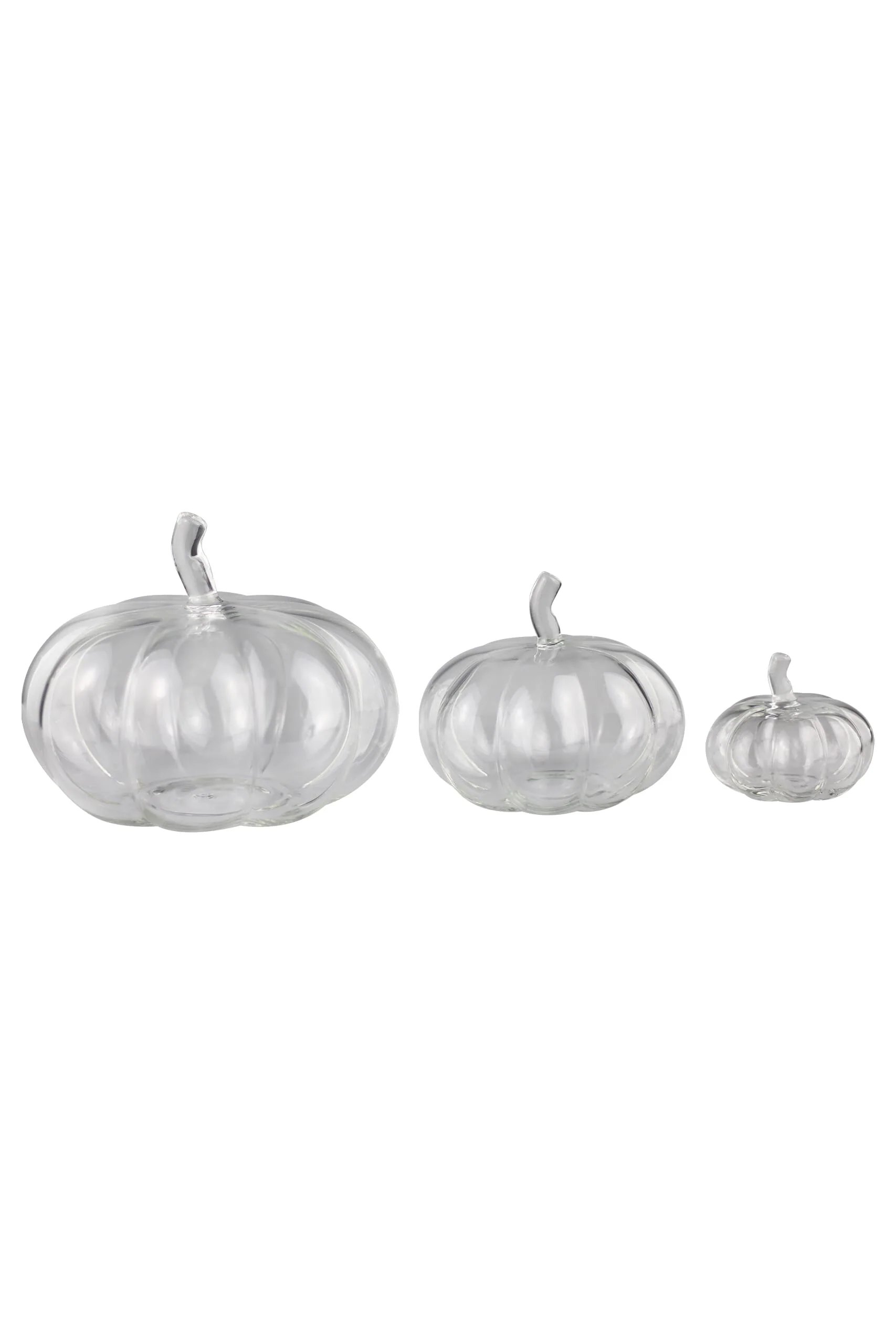 Set Of 3 Glass Pumpkins - Plain