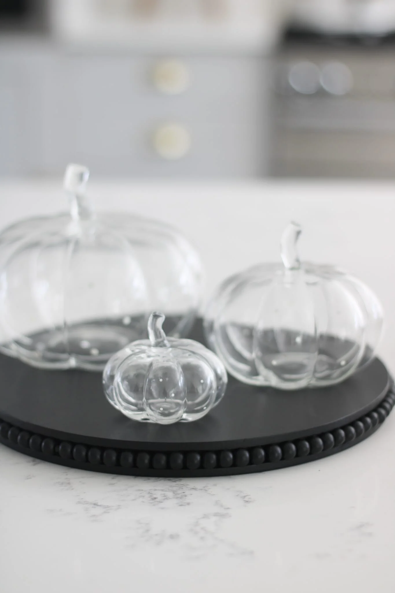 Set Of 3 Glass Pumpkins - White Polka Dots - Image 2