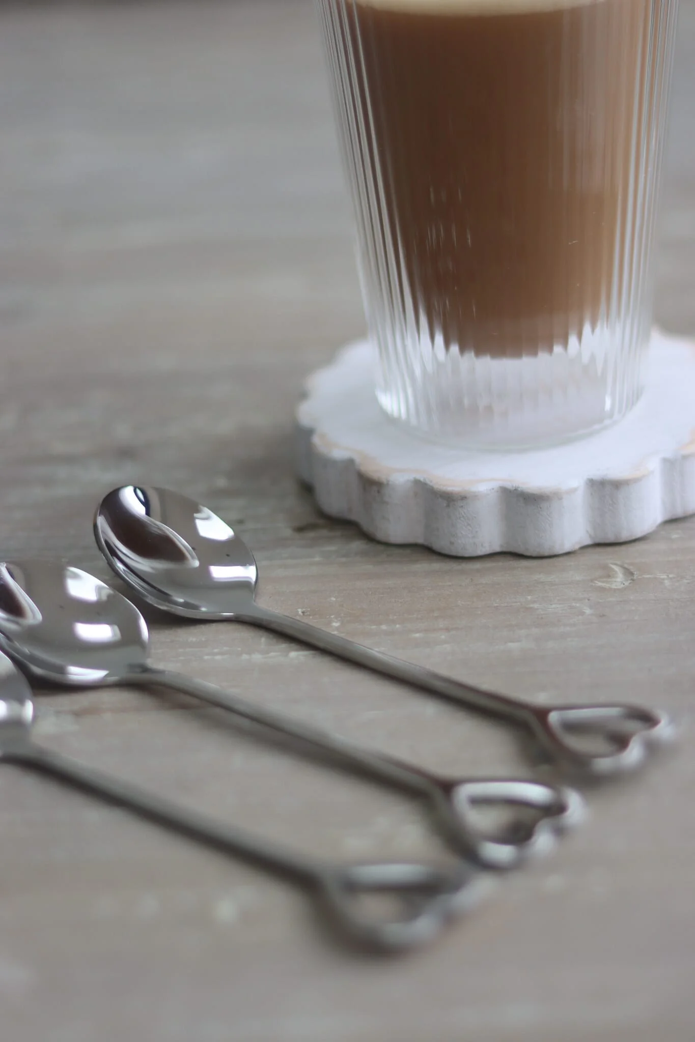 Set Of 3 Heart Latte Spoons - Silver - Image 2