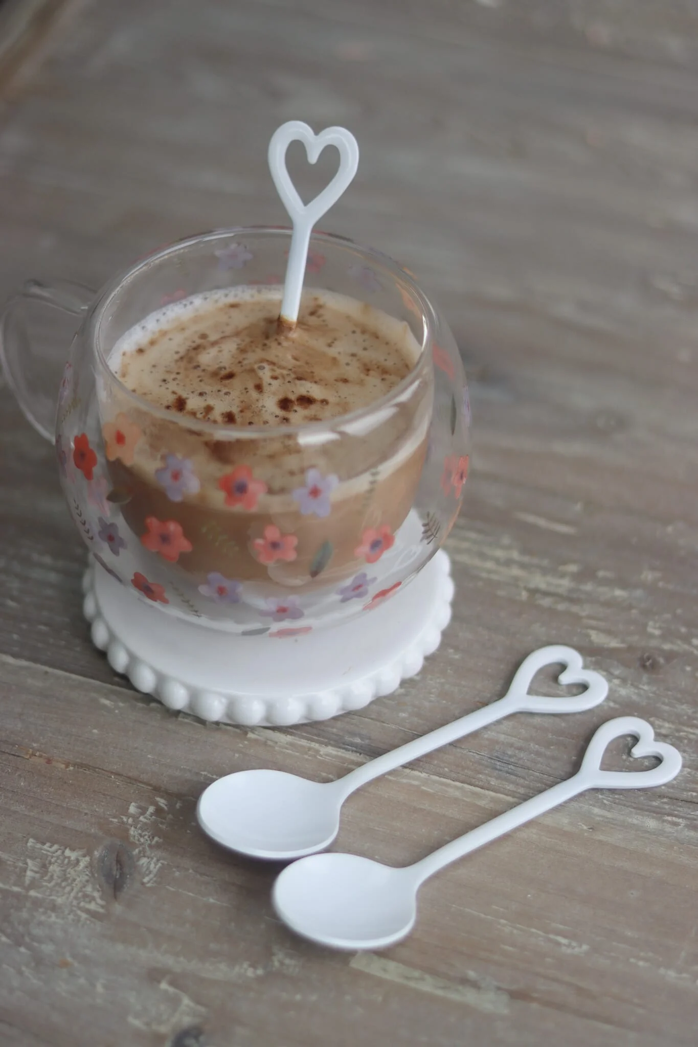 Set Of 3 Heart Latte Spoons - White - Image 2
