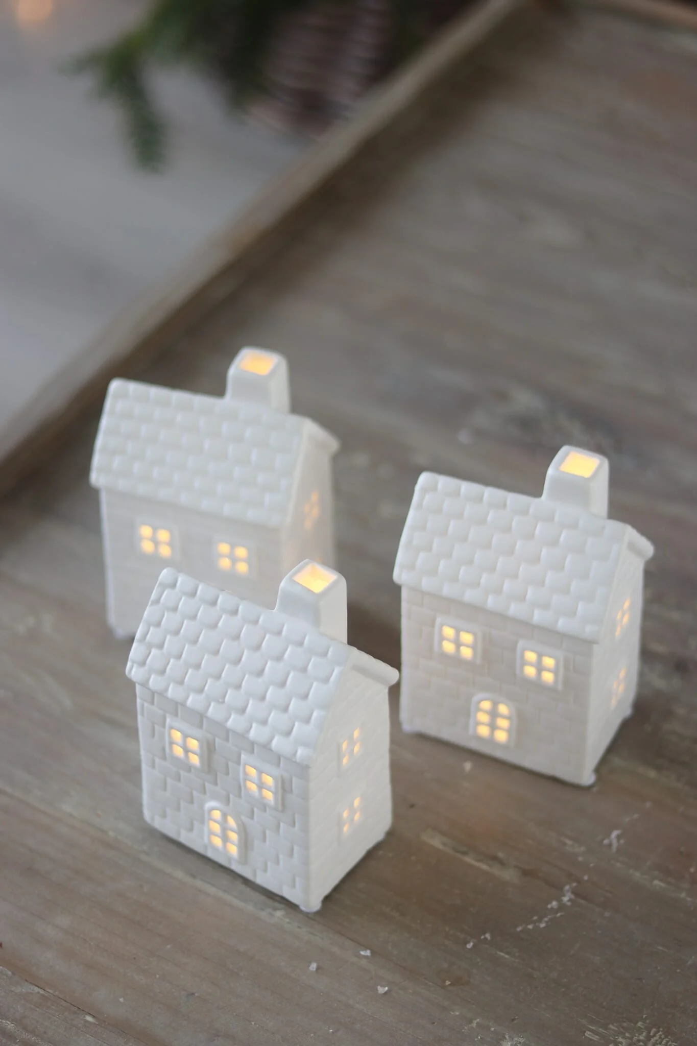 Set Of 3 Large Square Ceramic Houses - Image 3