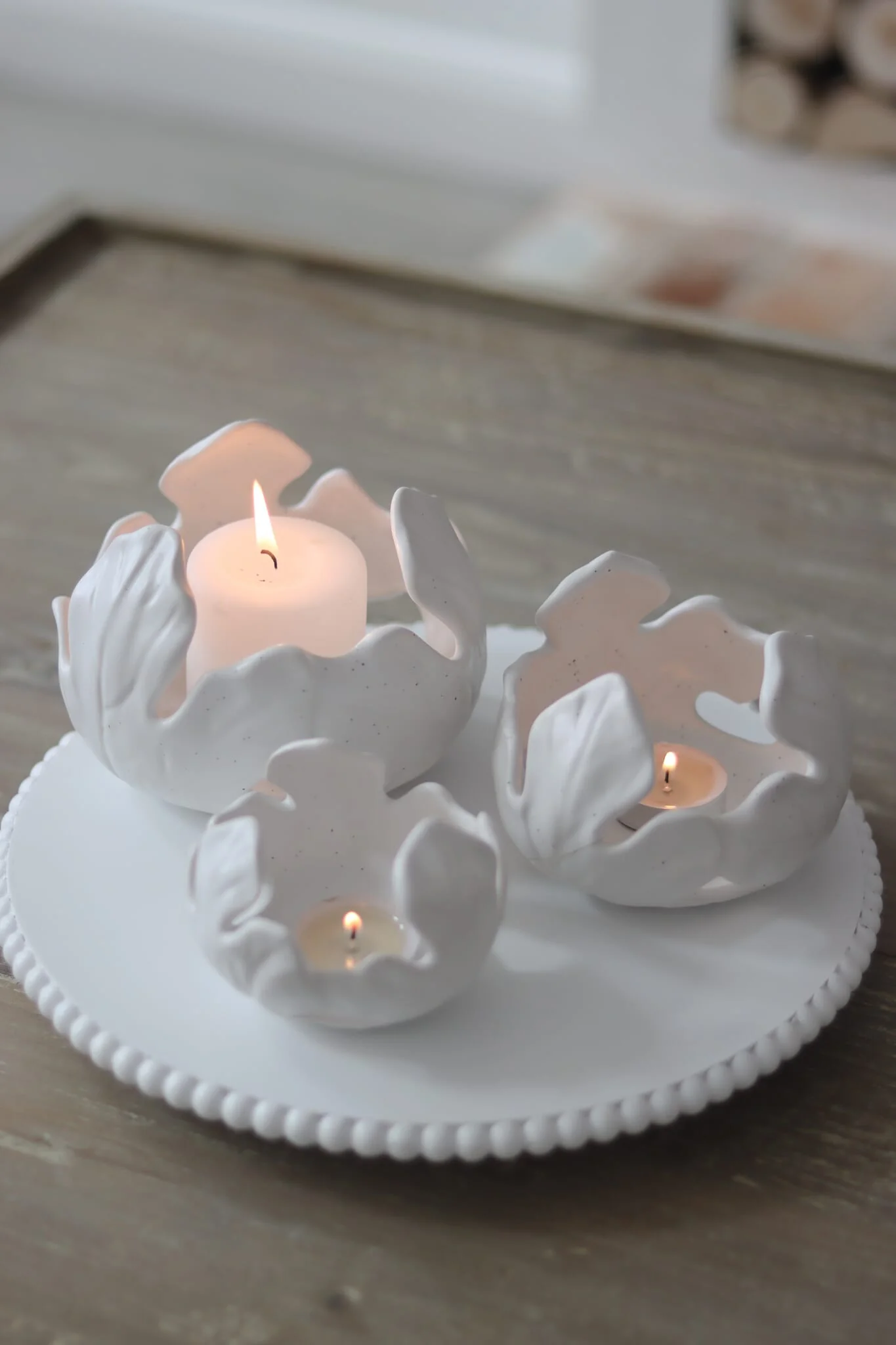 Set Of 3 Leaf Candle Holders - Image 3
