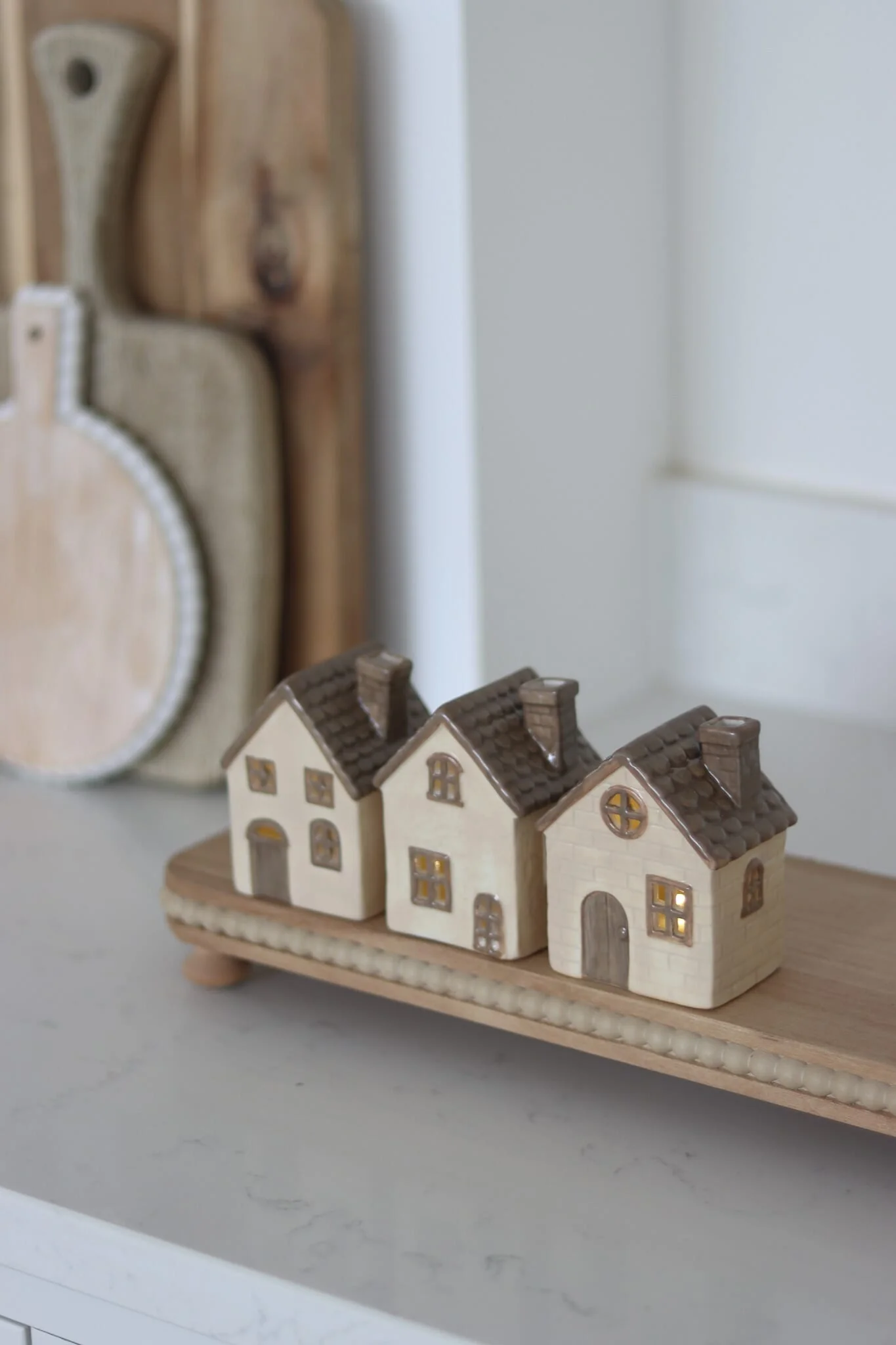 Set of 3 LED Autumn Houses – Taupe - Image 4