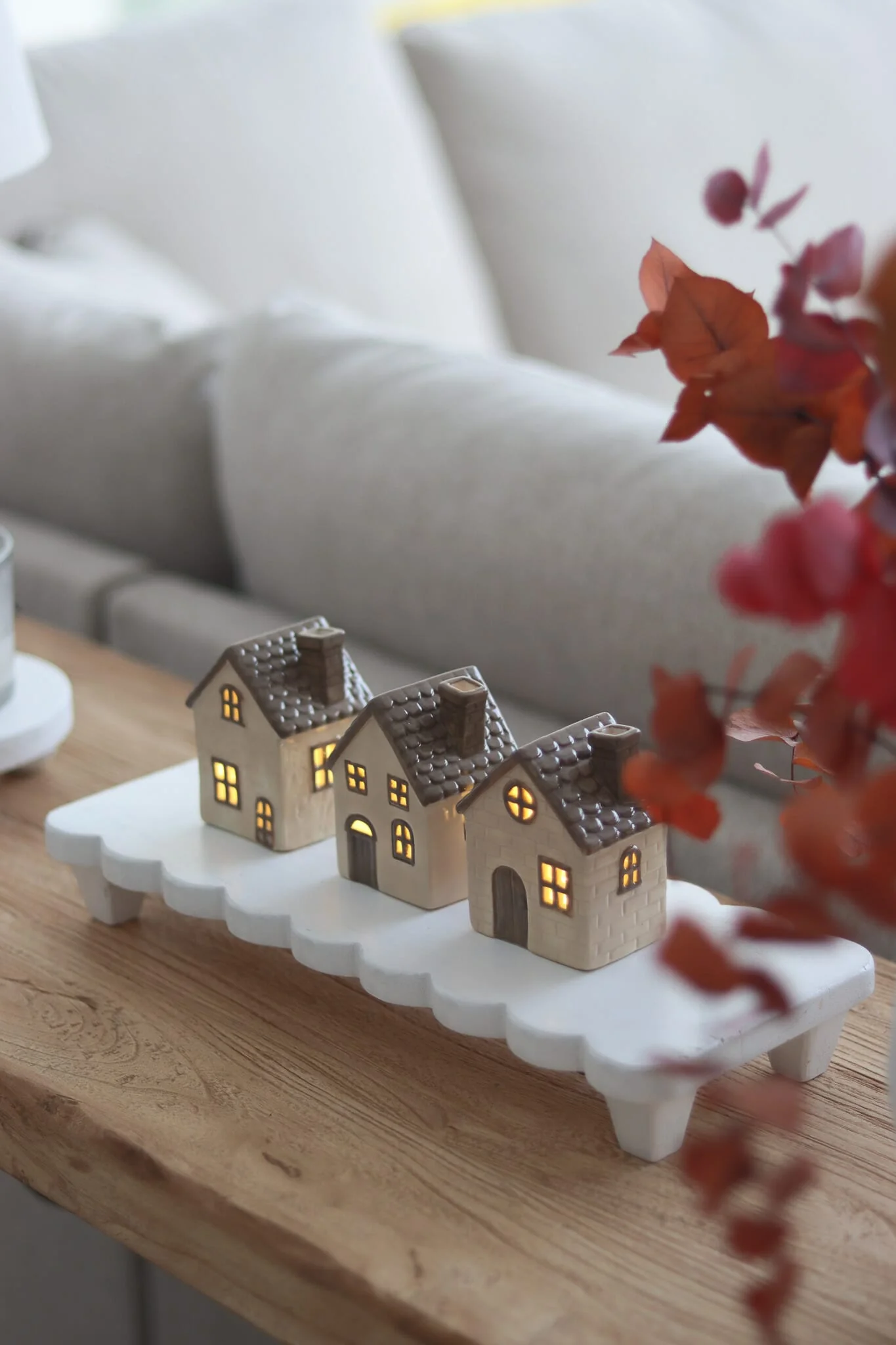 Set of 3 LED Autumn Houses – Taupe - Image 5
