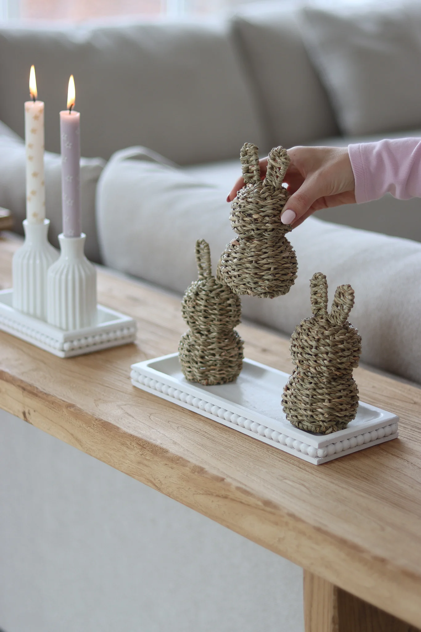 Set of 3 Seagrass Rabbits