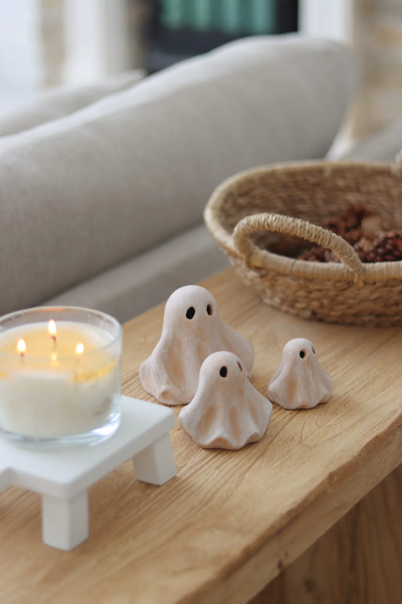 Set of 3 Terracotta LED Ghosts - Image 2