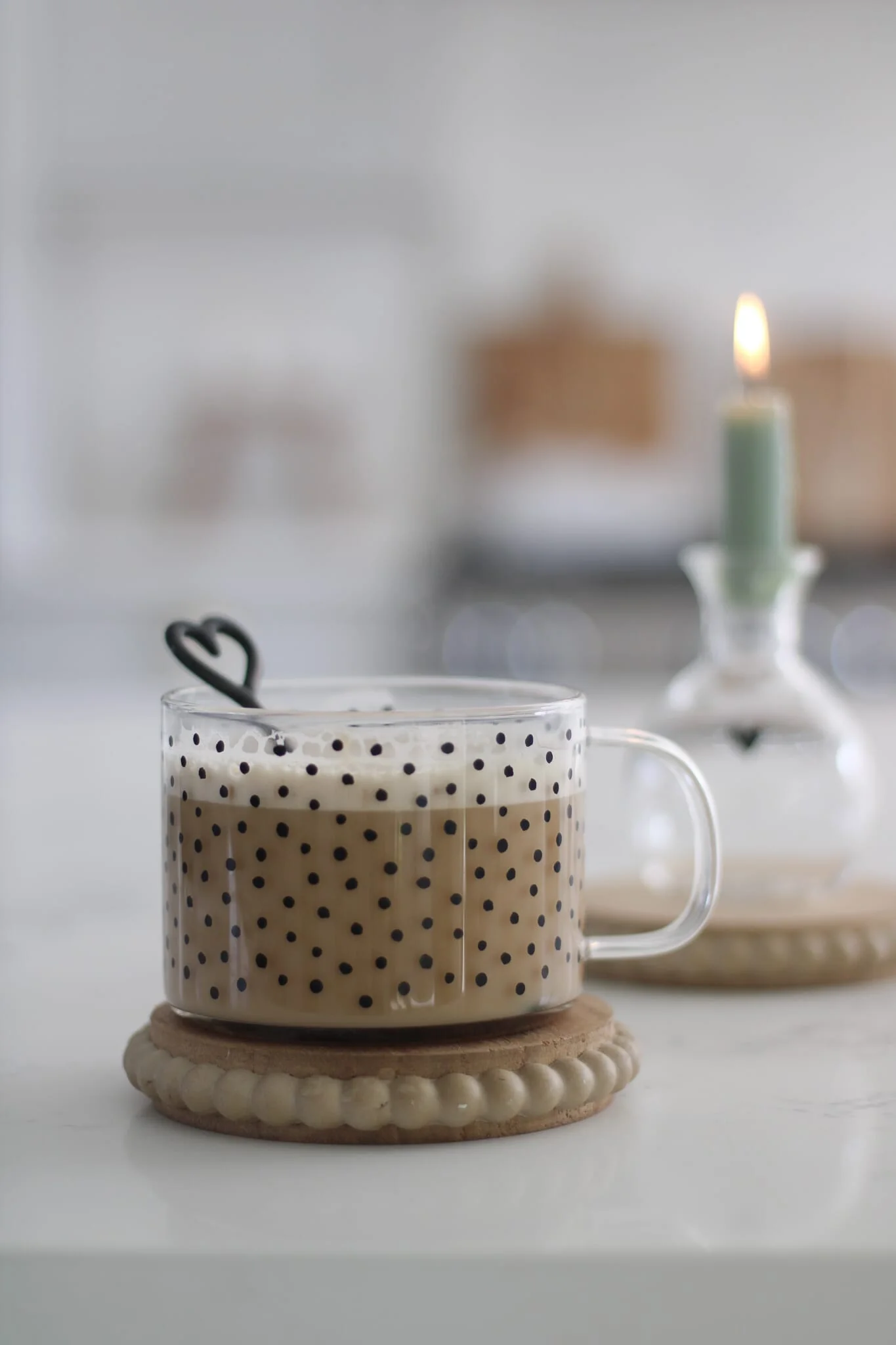 Beaded Wooden Coaster Set - Natural - Image 4