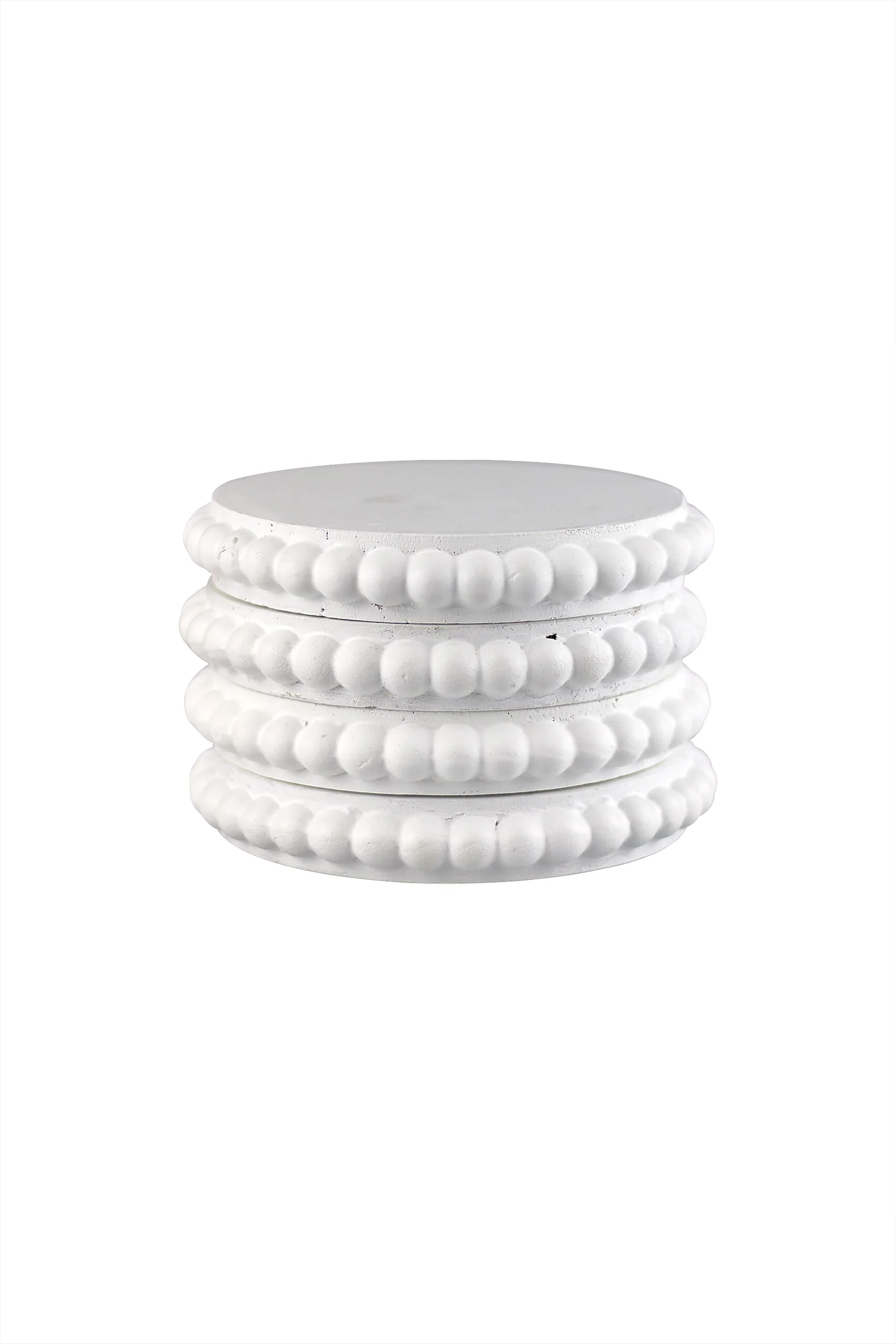 Beaded Wooden Coaster set - White - Image 4