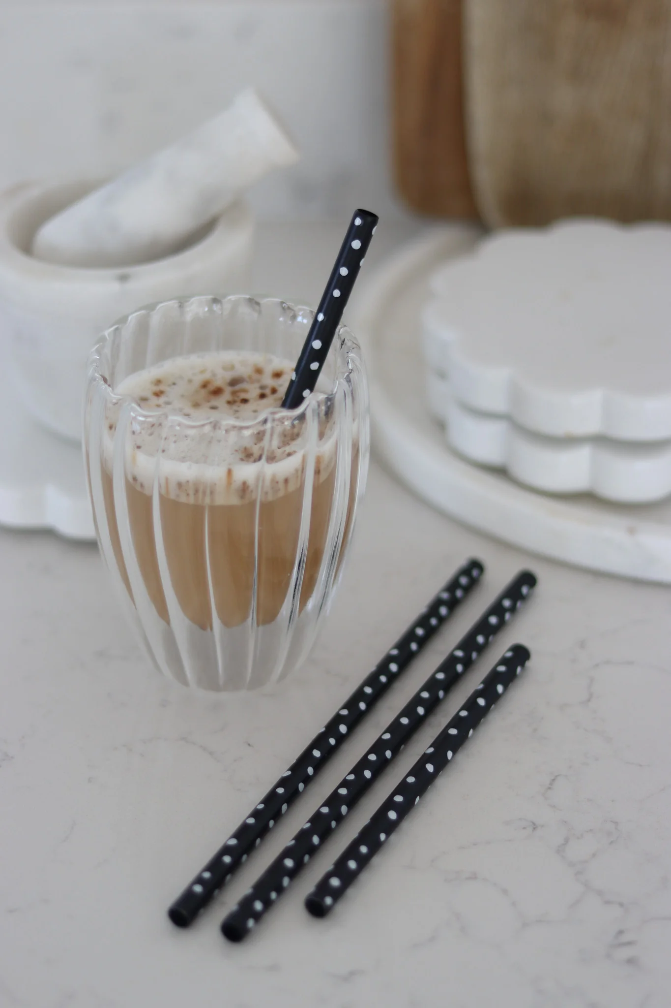 Set Of 4 Black Stainless Steel Straws - Polka Dot - Image 4