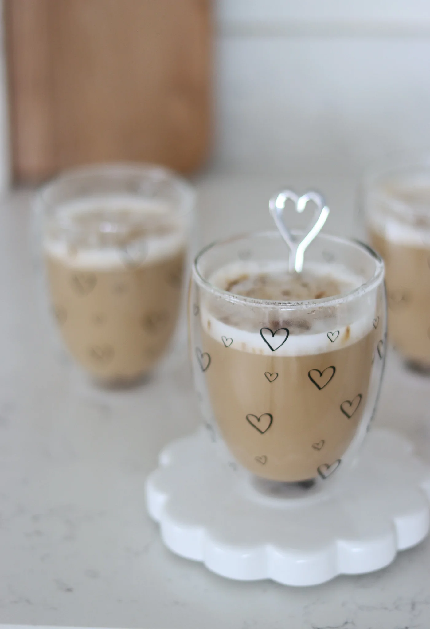 Set of 4 Double Wall Glasses - Open Multi Heart/Black - Image 3