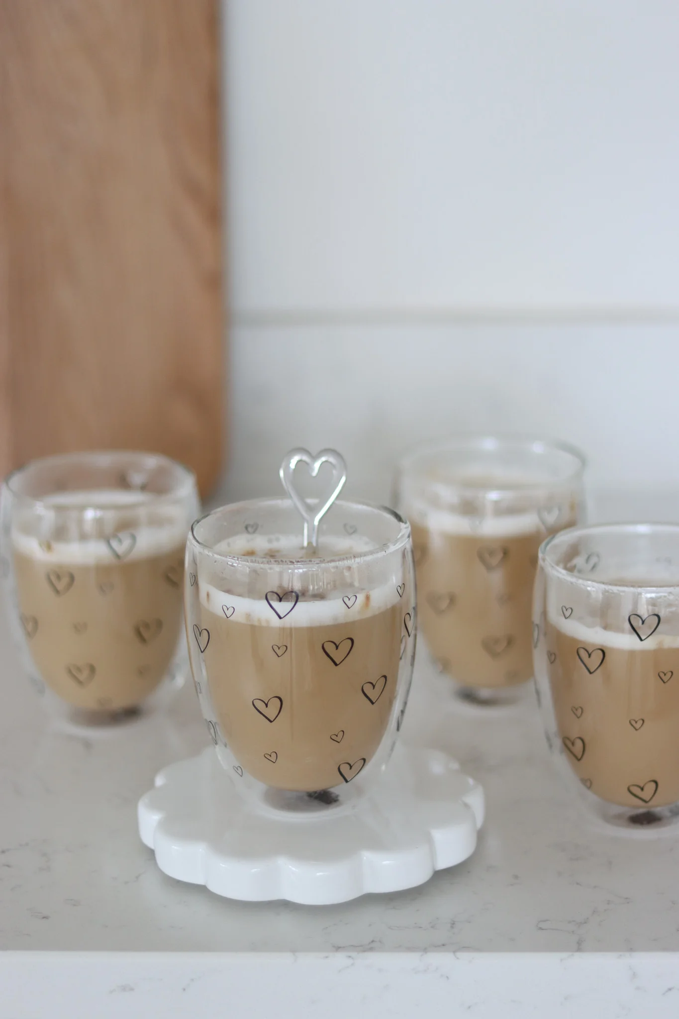 Set of 4 Double Wall Glasses - Open Multi Heart/Black - Image 4