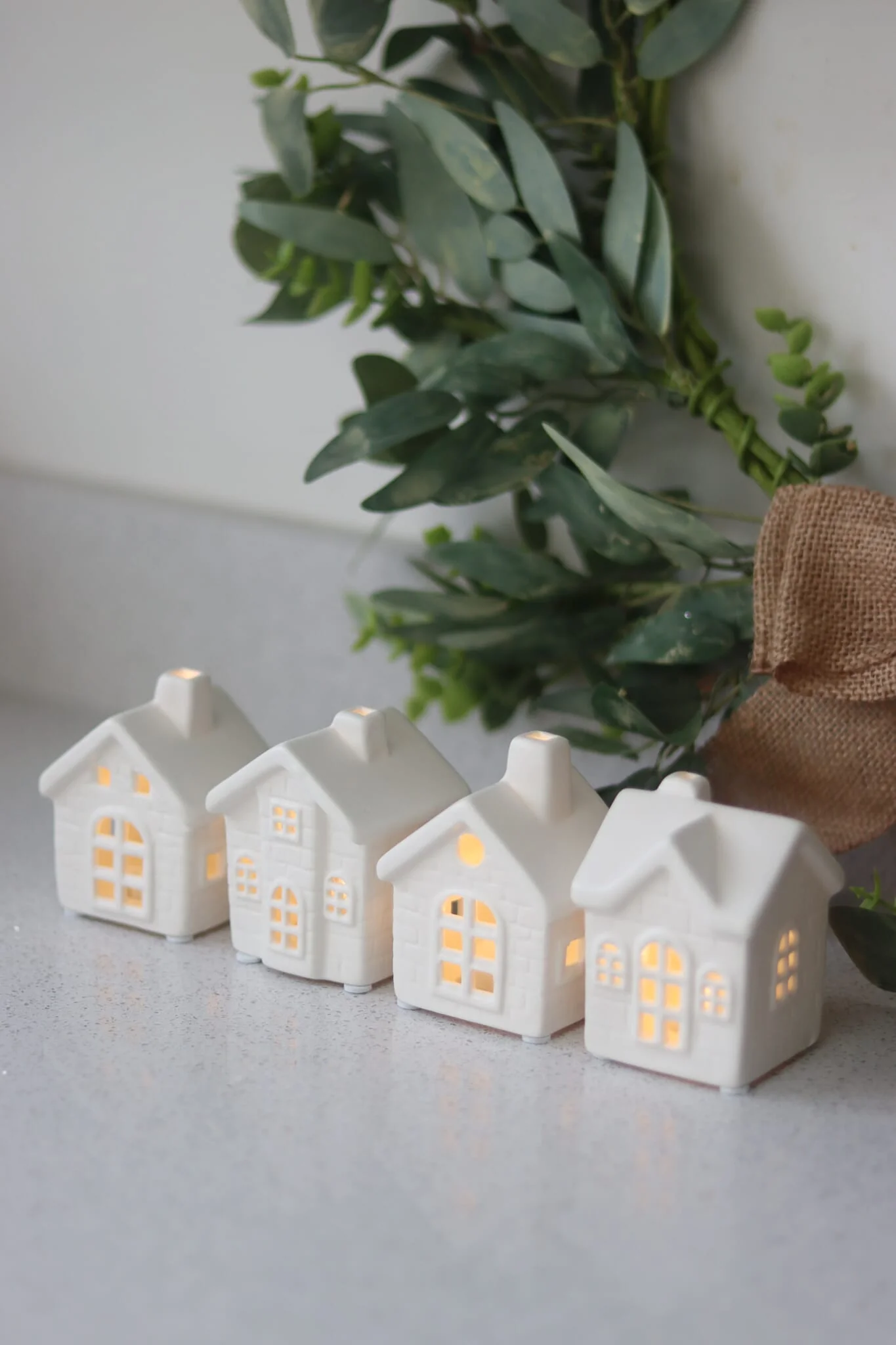 Set Of 4 Mini Ceramic Houses -LED - Image 2