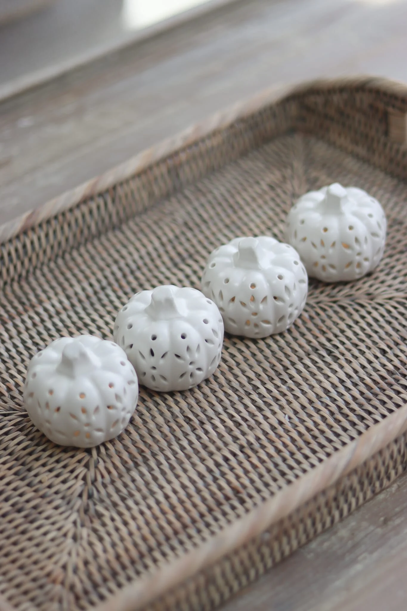 Set of 4 Tiny LED Ceramic Pumpkins - Image 5