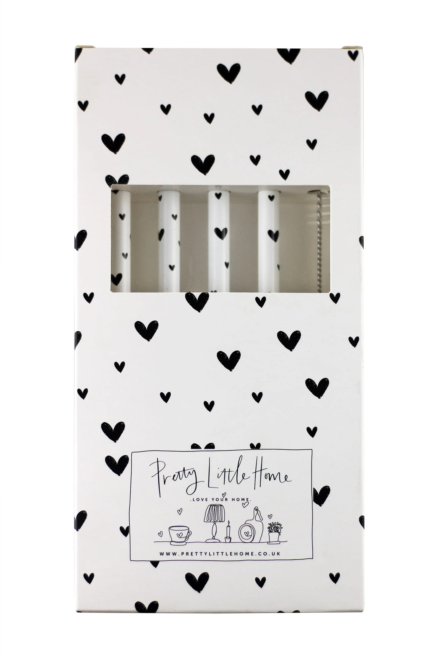 Set of 4 White Stainless Steel Straws - Multi Heart - Image 4