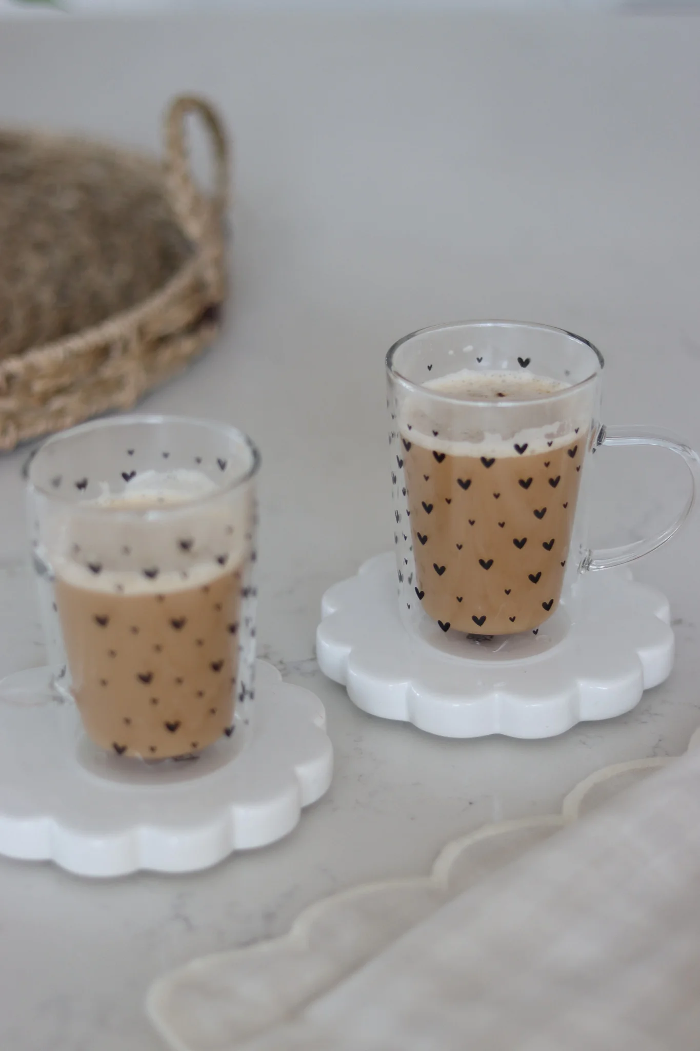 Slim Double Wall Glass Mug Set - 2 Piece -Small Closer Heart/Black - Image 2