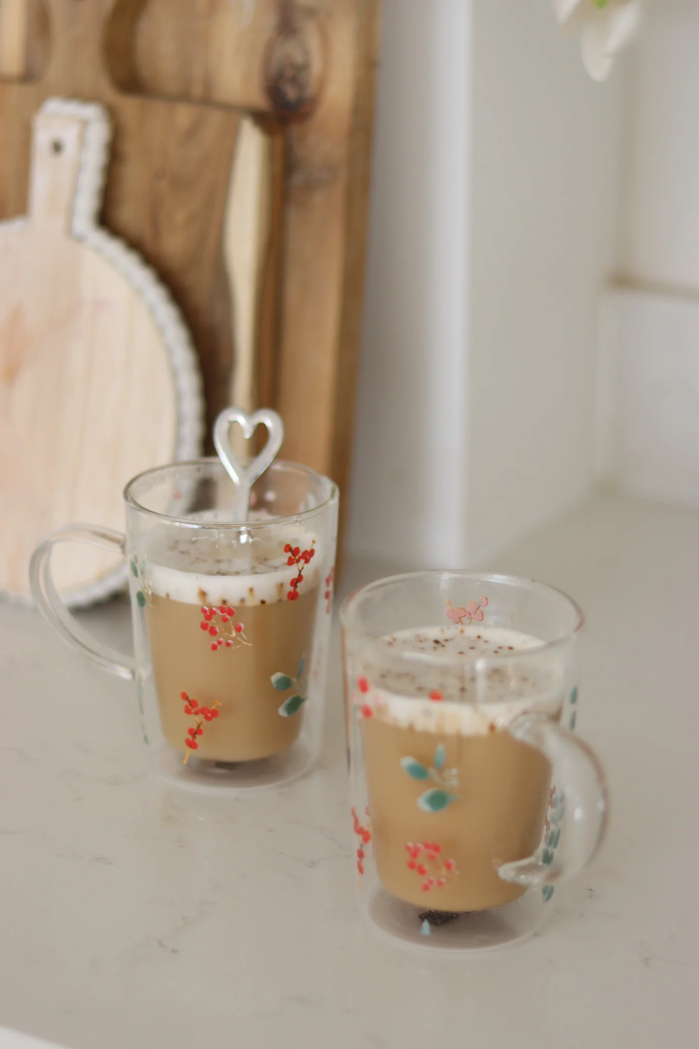 Slim Double Walled Christmas Mug Set - 2 Piece - Winter Flower - Image 4