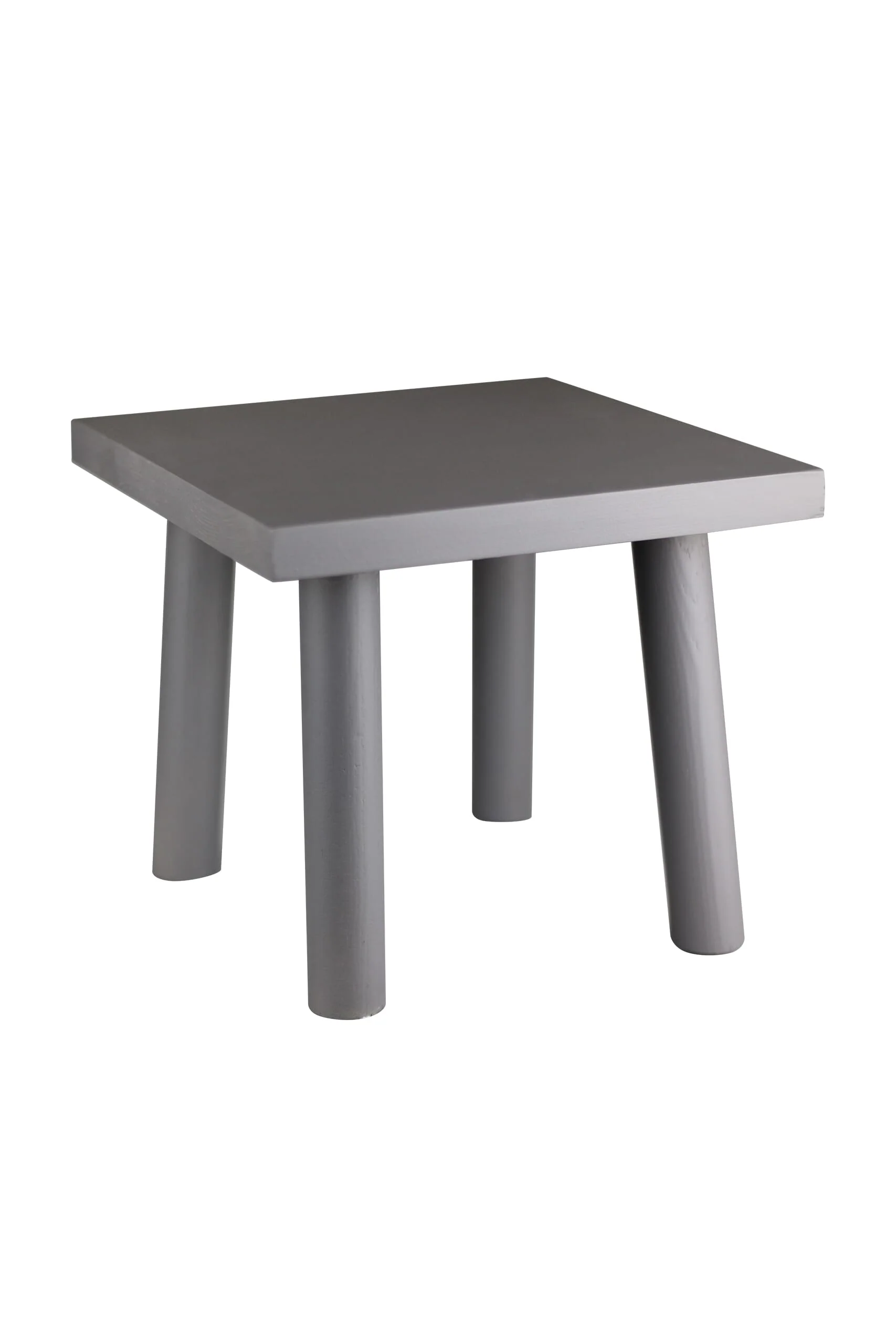 Square Wooden Stool - Round Leg/Grey