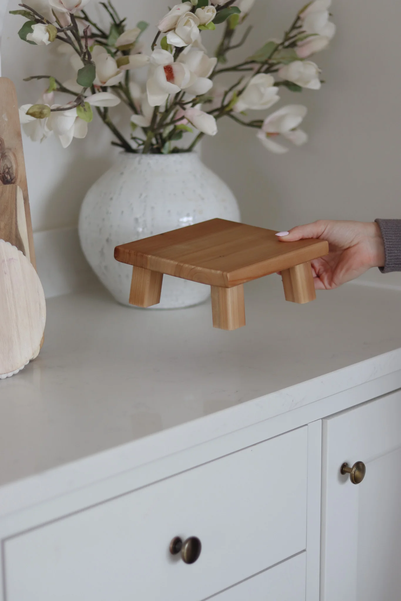 Square Wooden Stool - Natural - Image 2