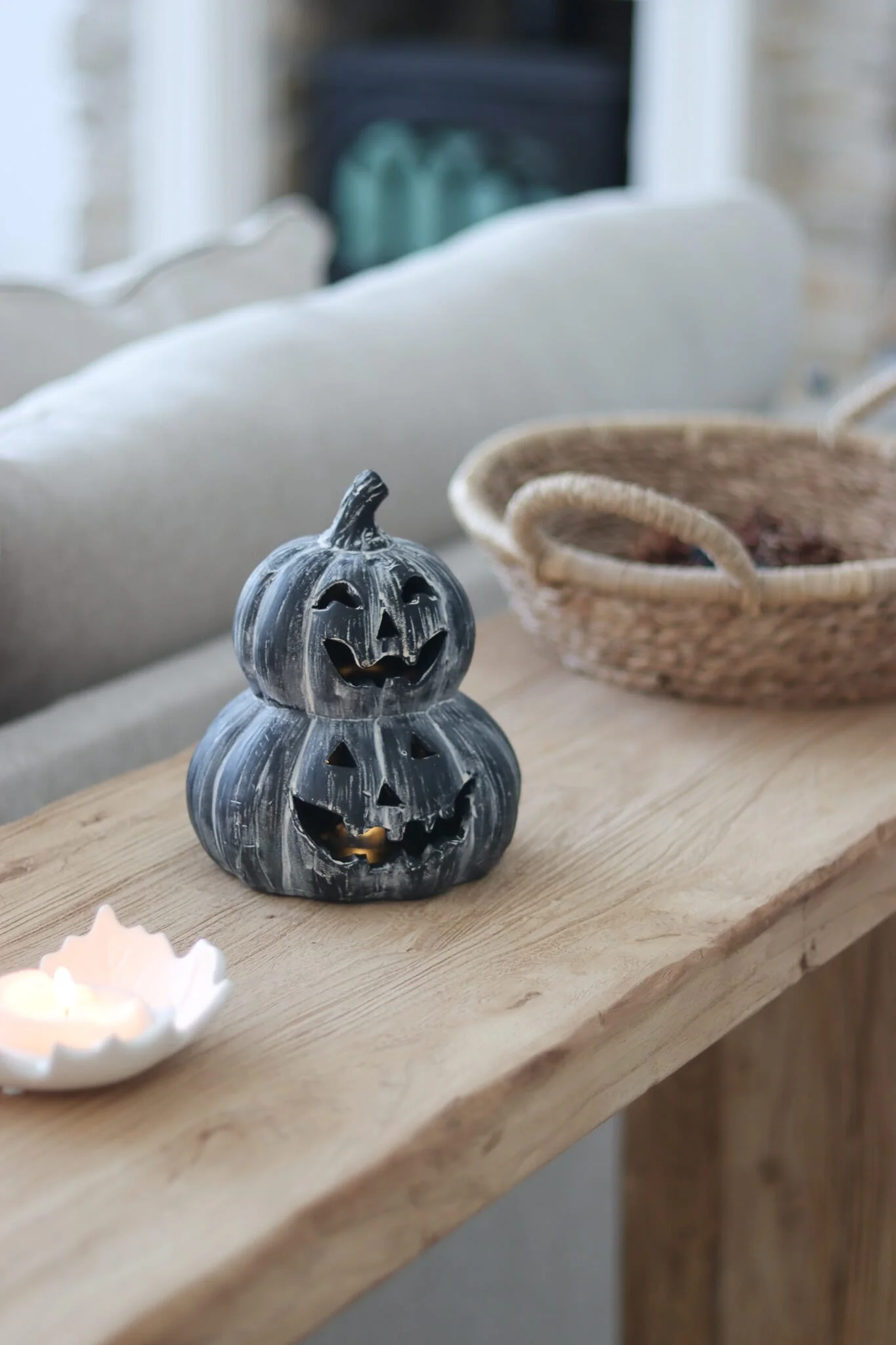 Stacked Terracotta Jack O Lantern – Black - Image 2