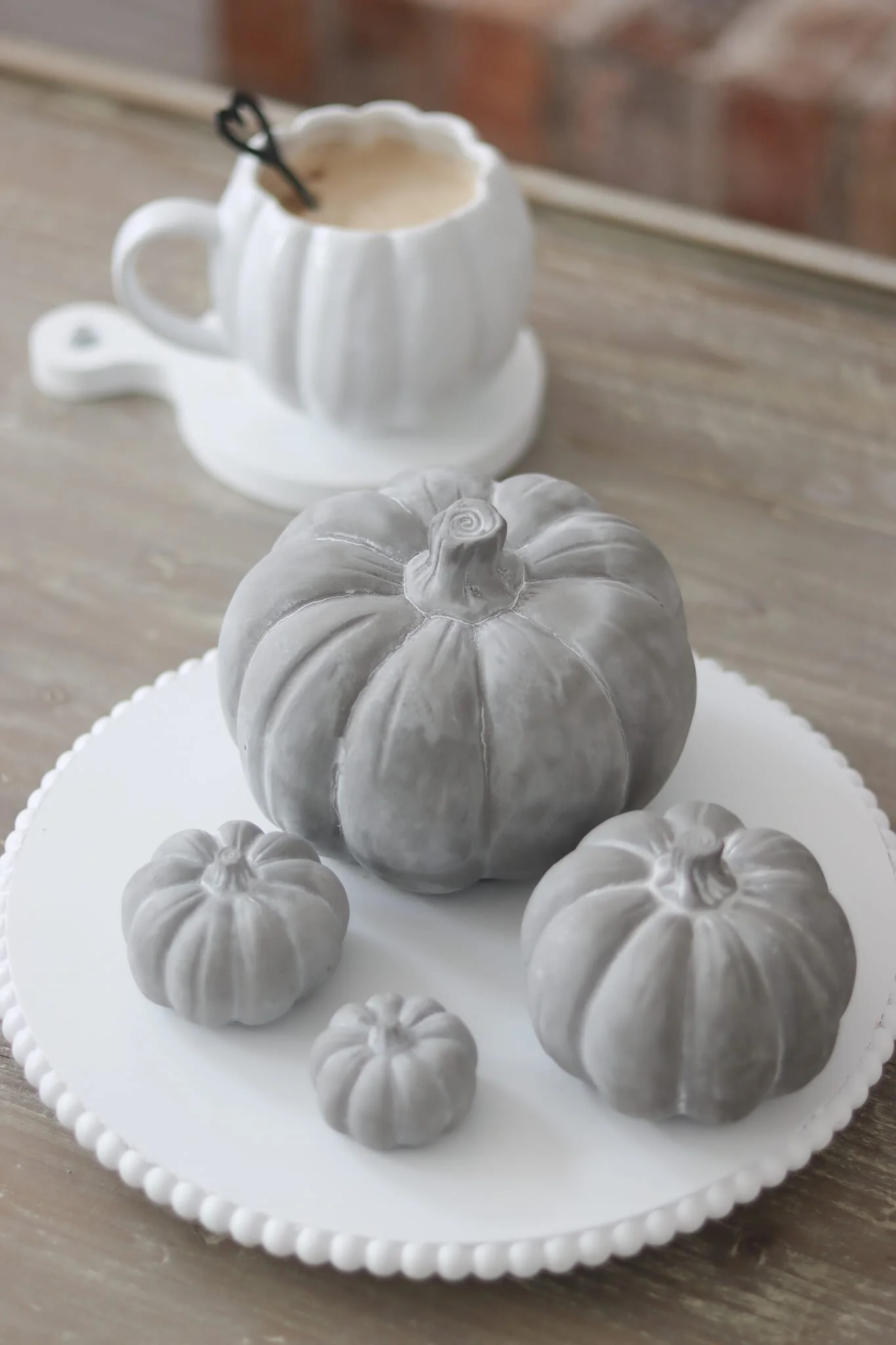 Stone Resin Pumpkin Family - Grey