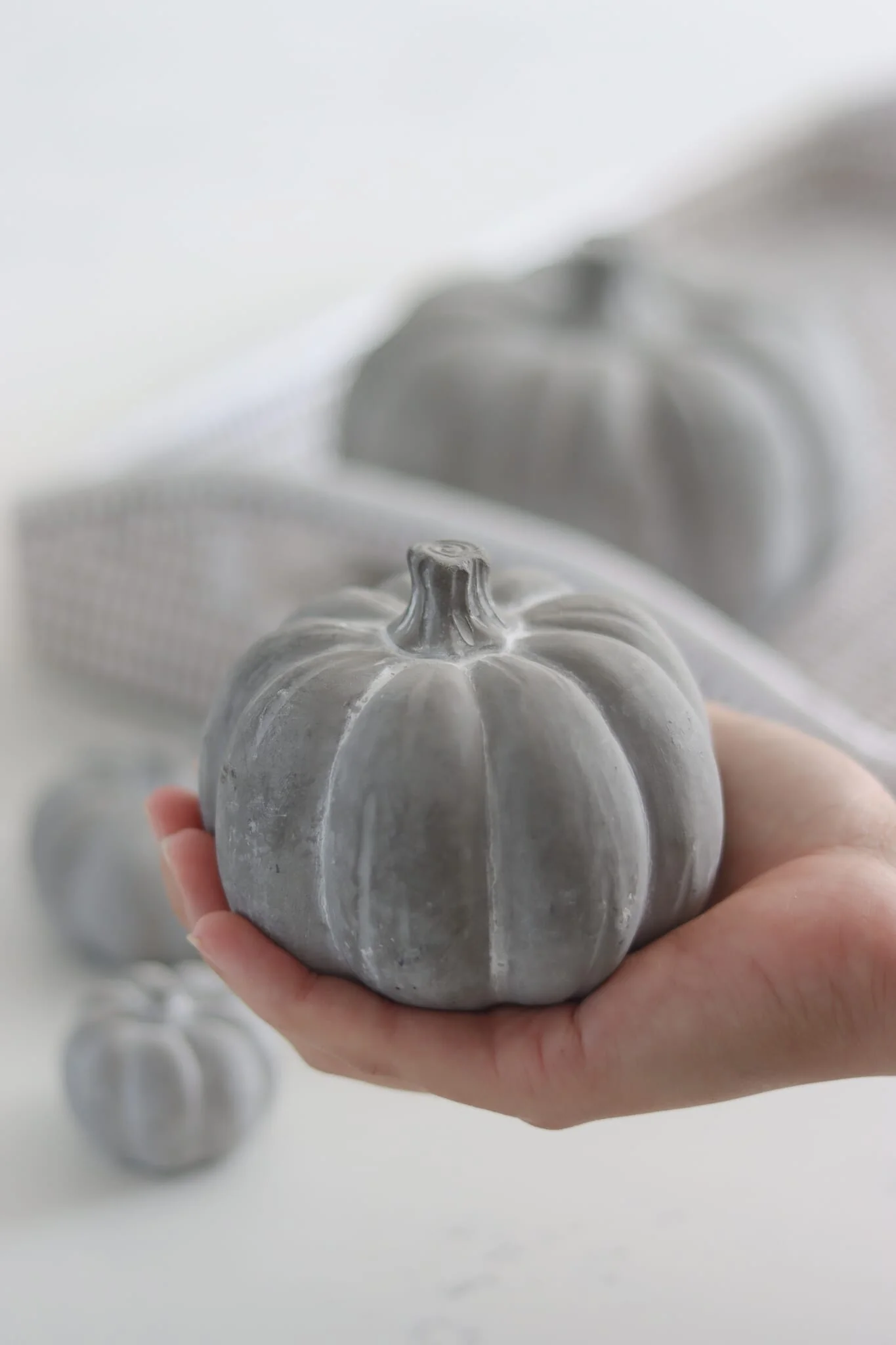 Stone Resin Pumpkin Family - Grey - Image 4