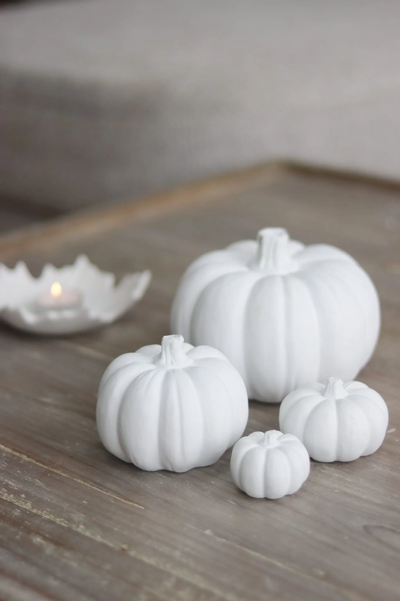Stone Resin Pumpkin Family - White