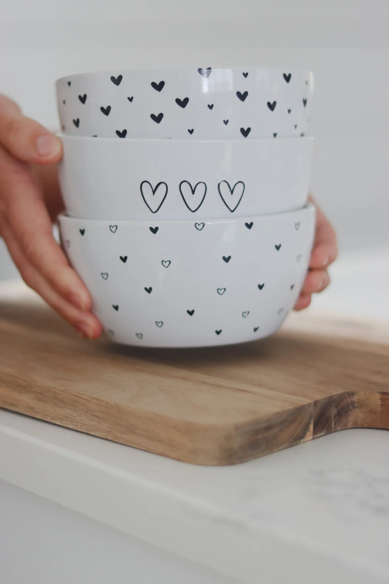 Ceramic Bowl - Black 3 Hearts - Image 2