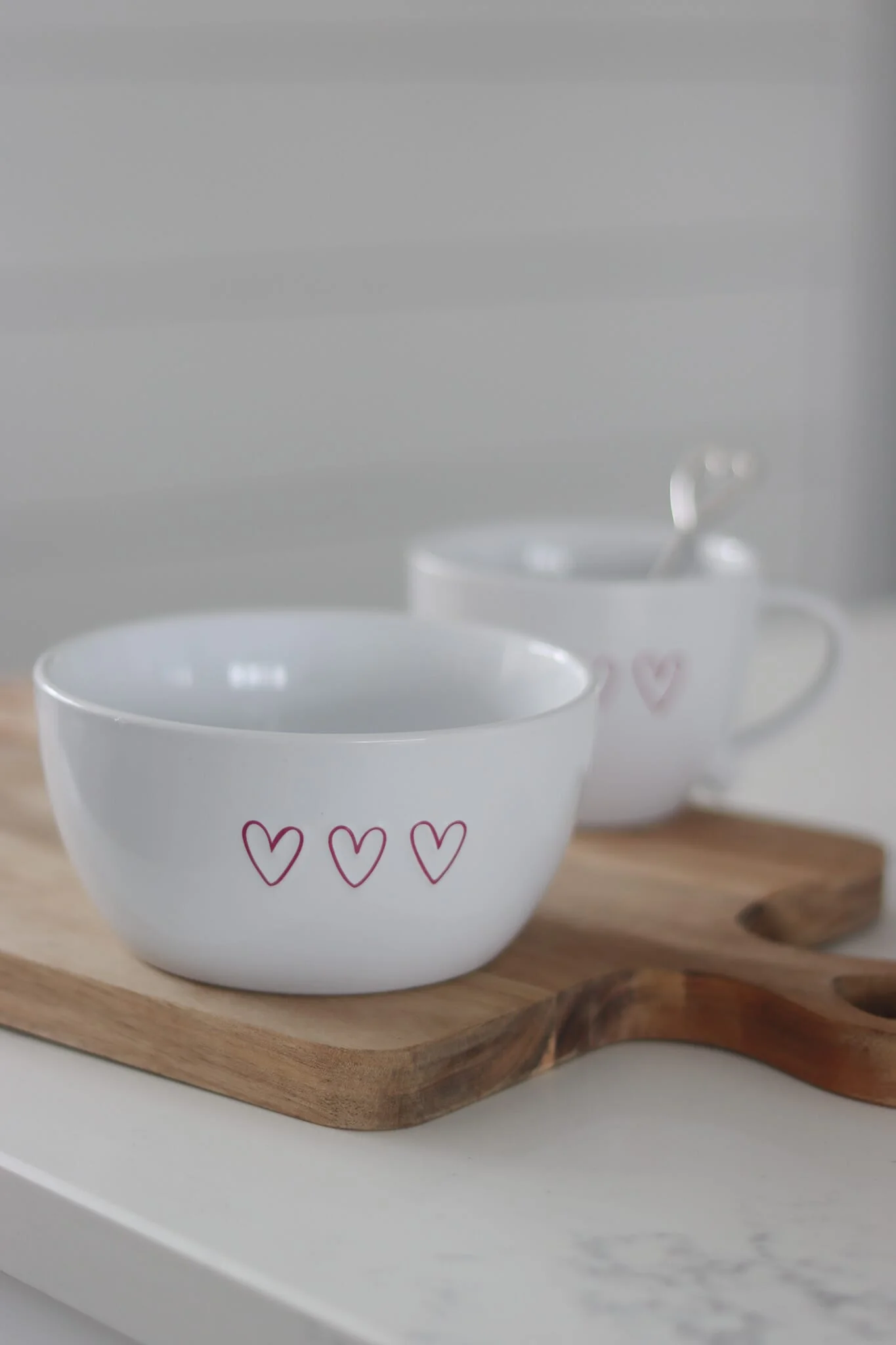 Ceramic Bowl - Pink 3 Hearts - Image 3