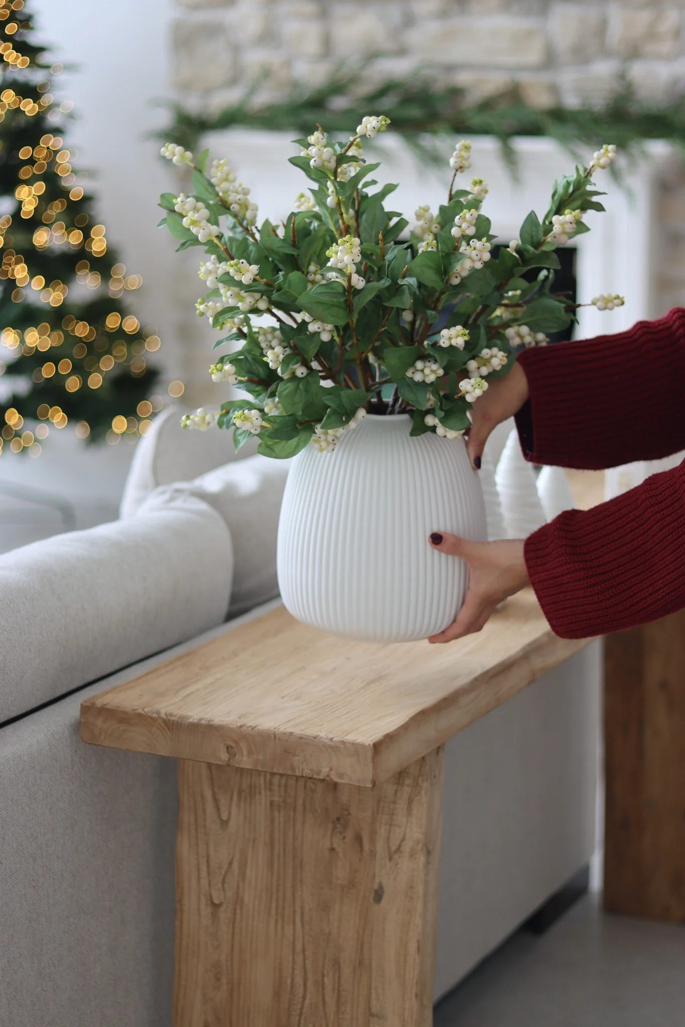 Tall Fluted White Ceramic Vase - Image 4