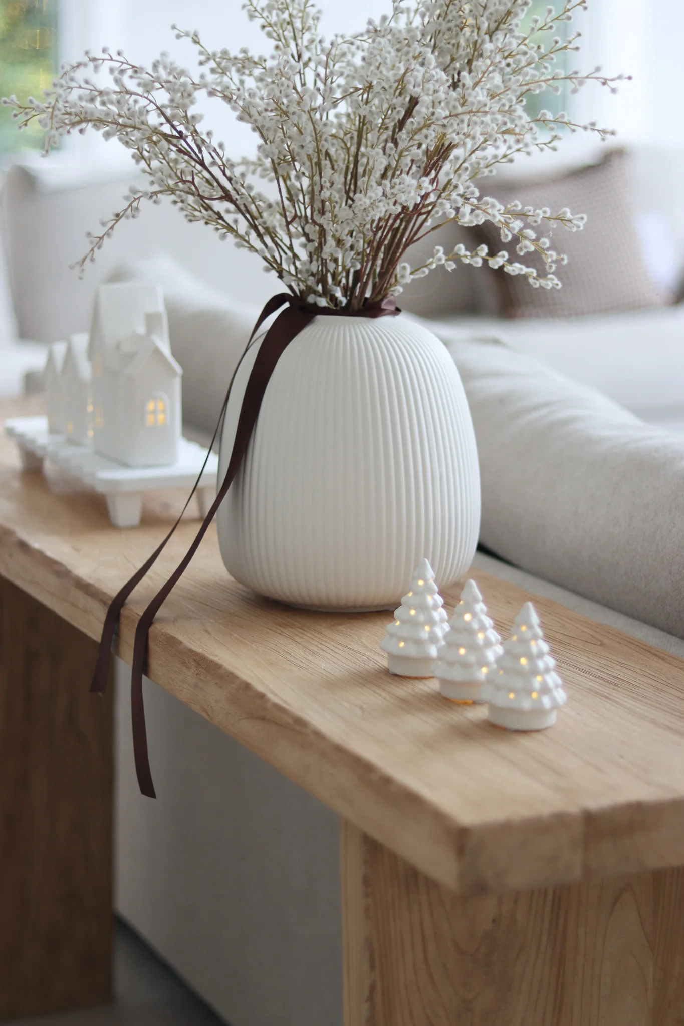 Tall Fluted White Ceramic Vase - Image 5