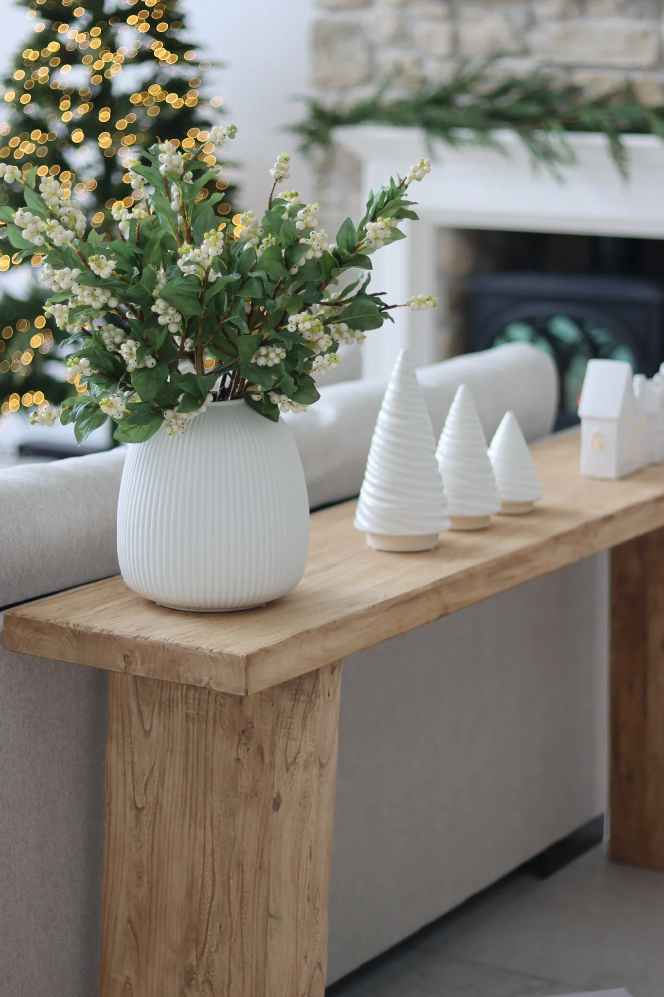 Tall Fluted White Ceramic Vase - Image 6