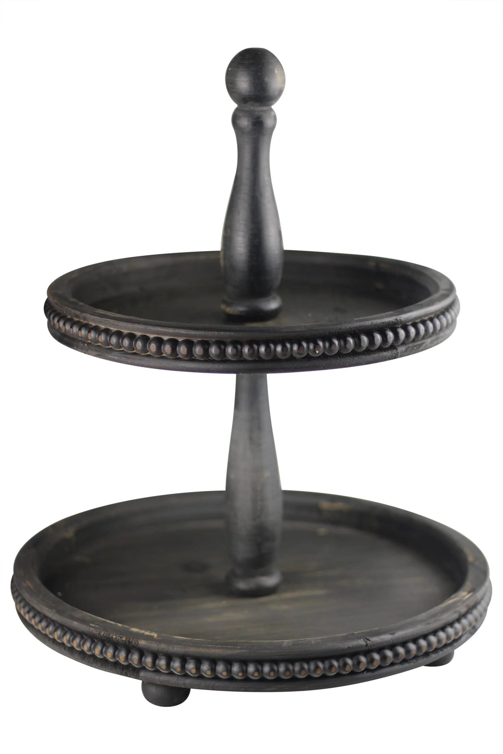 2 Tiered Beaded Cake Stand - Black - Image 2