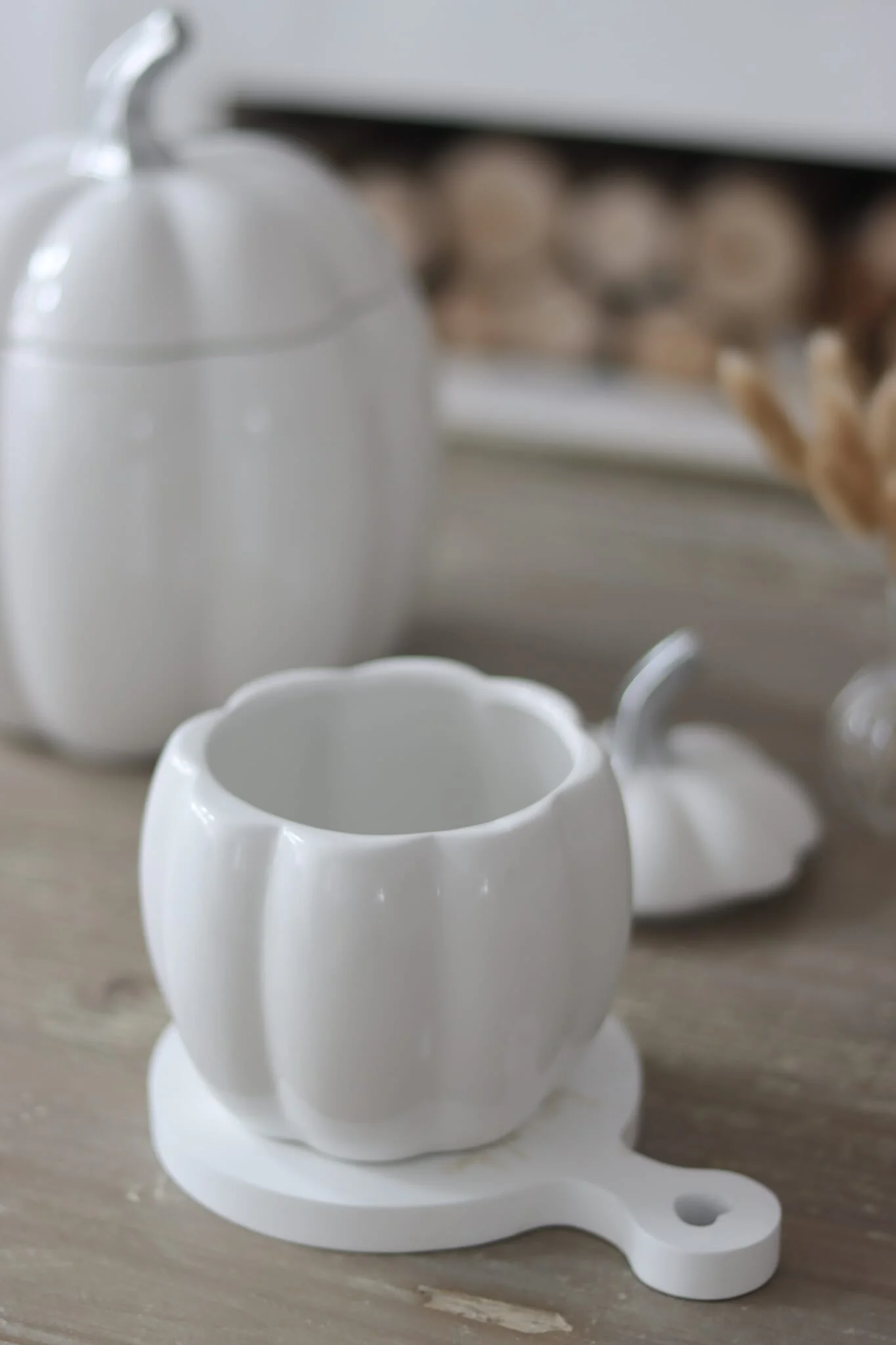 White Ceramic Pumpkin Jar - Small - Image 2