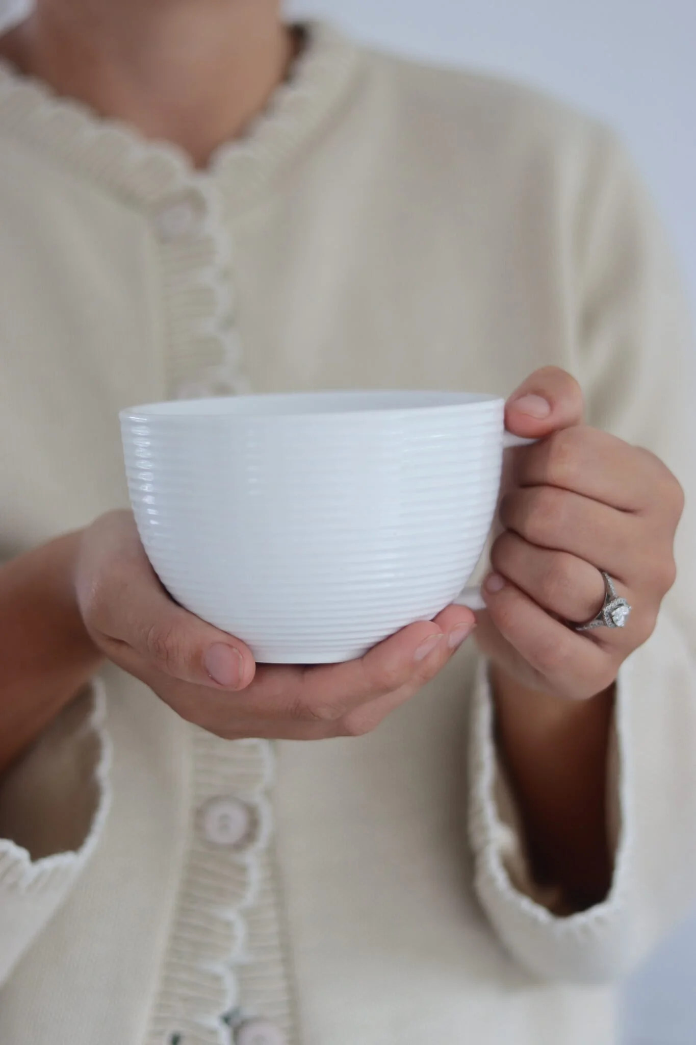 Ribbed Ceramic Mug - White
