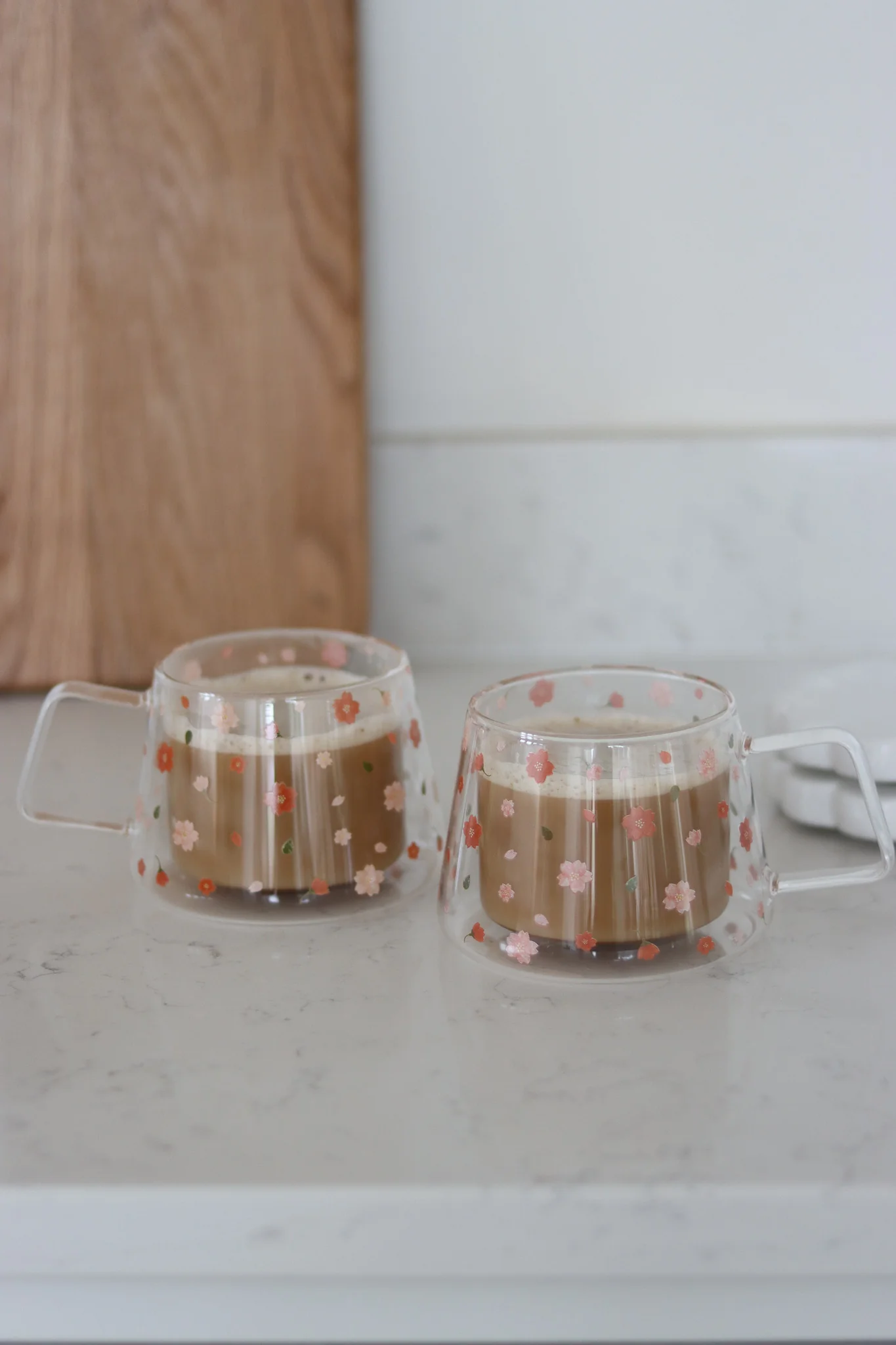 Wrap Around Double Walled Glass Mug Set - 2 Piece - Blossom - Image 3